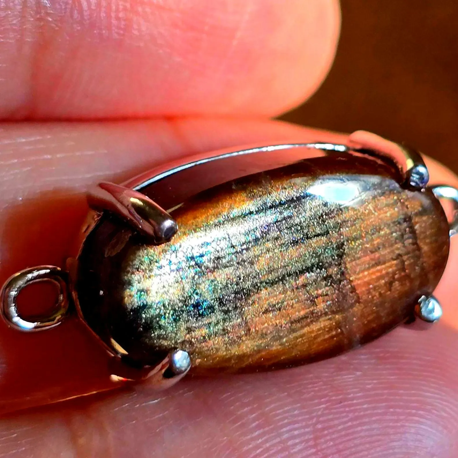 Holographic Purple Haze Sunstone Lattice Pendant 925 Silver thumbnail 11