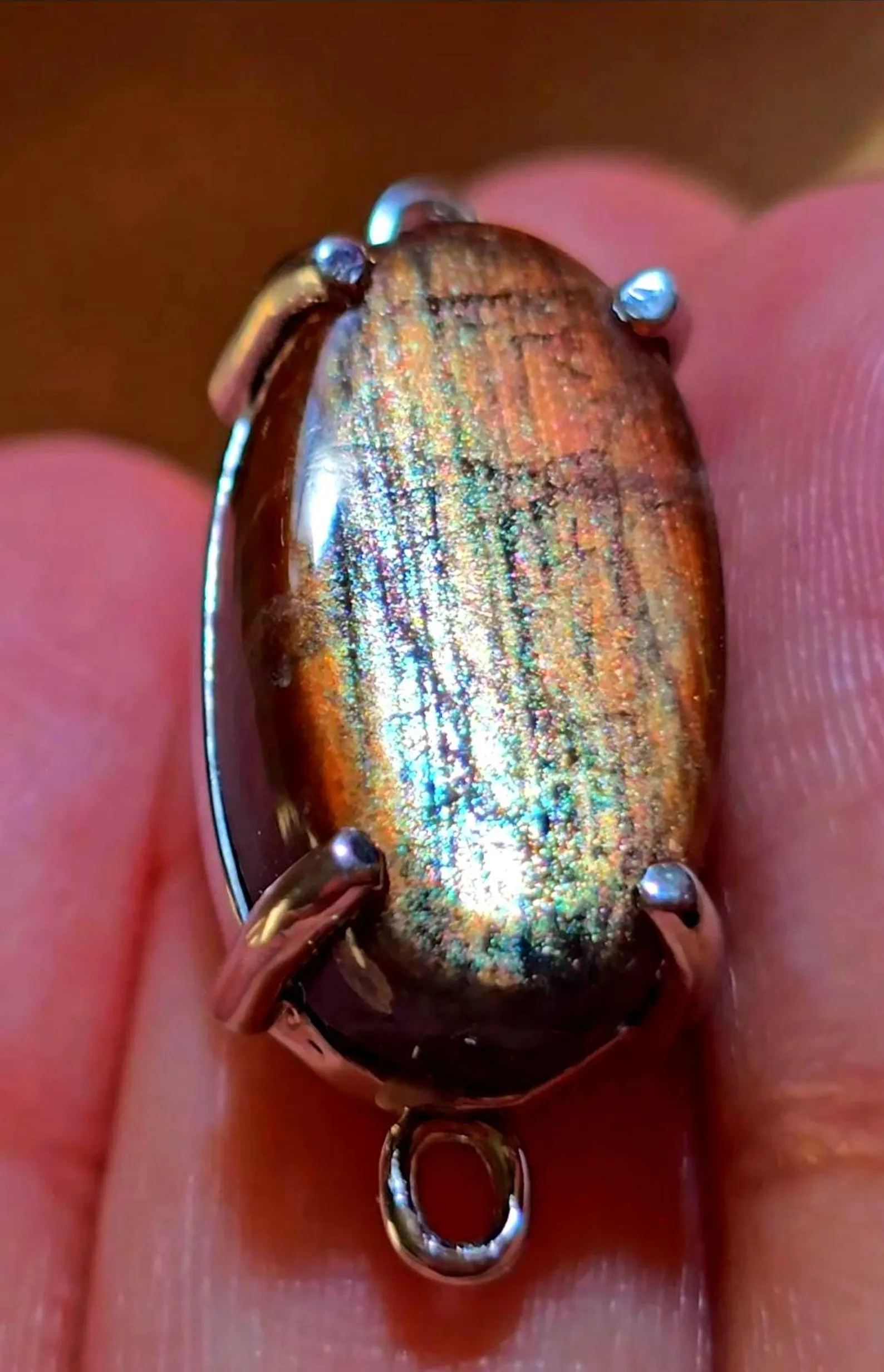 Holographic Purple Haze Sunstone Lattice Pendant 925 Silver thumbnail 13