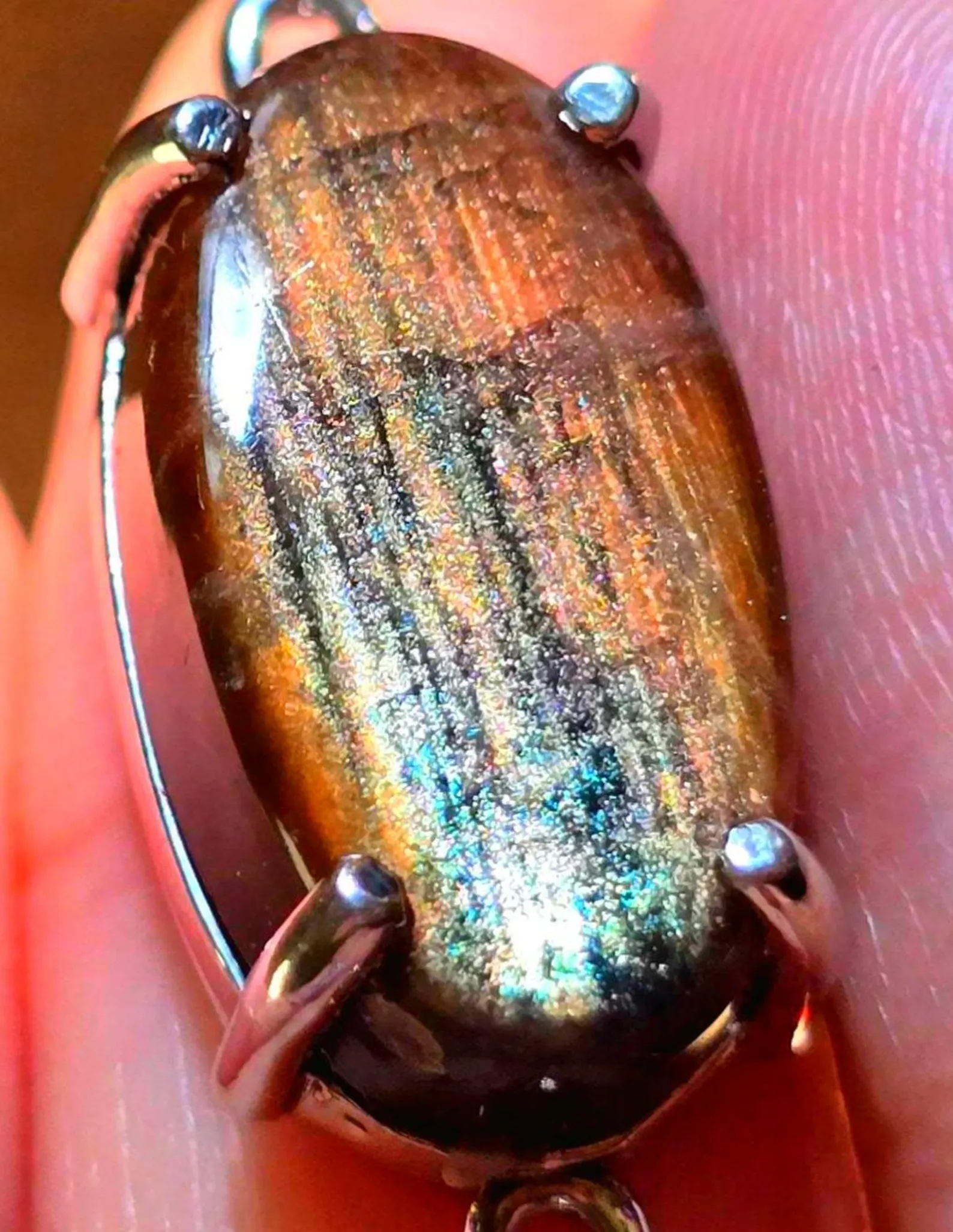Holographic Purple Haze Sunstone Lattice Pendant 925 Silver thumbnail 14