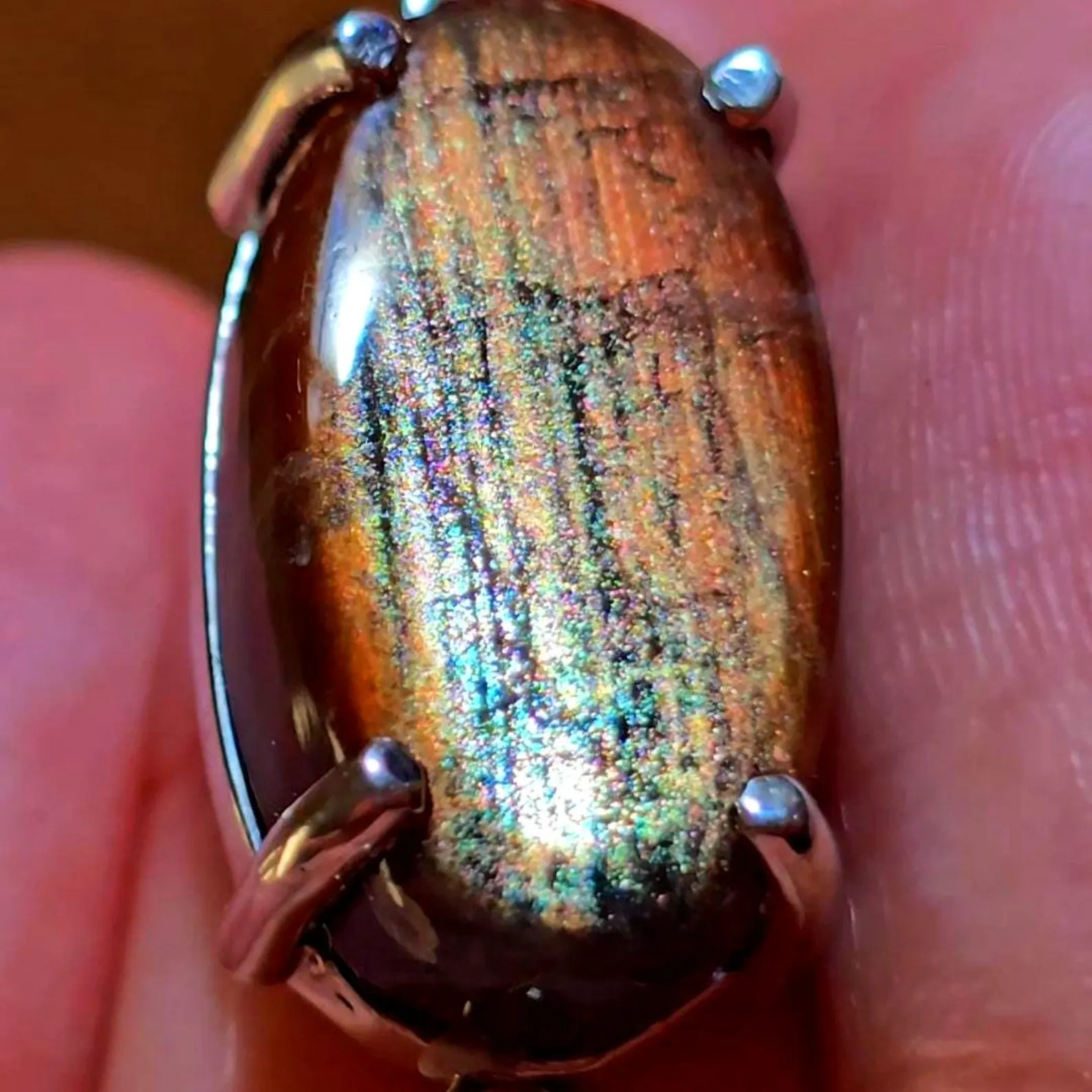 Holographic Purple Haze Sunstone Lattice Pendant 925 Silver thumbnail 16