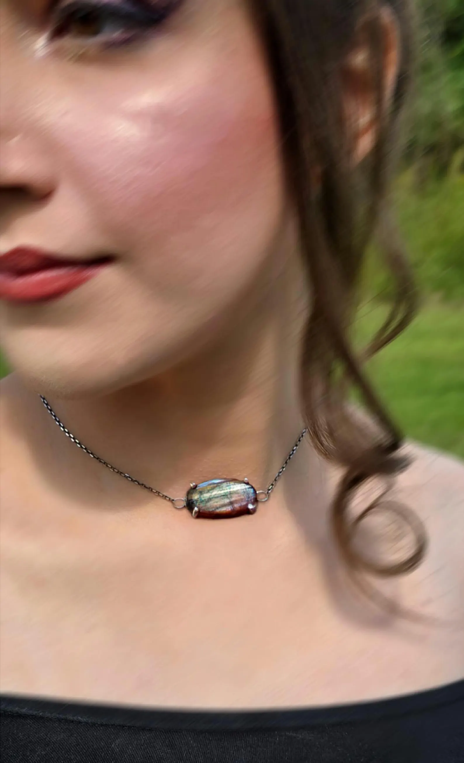 Holographic Purple Haze Sunstone Lattice Pendant 925 Silver thumbnail 18