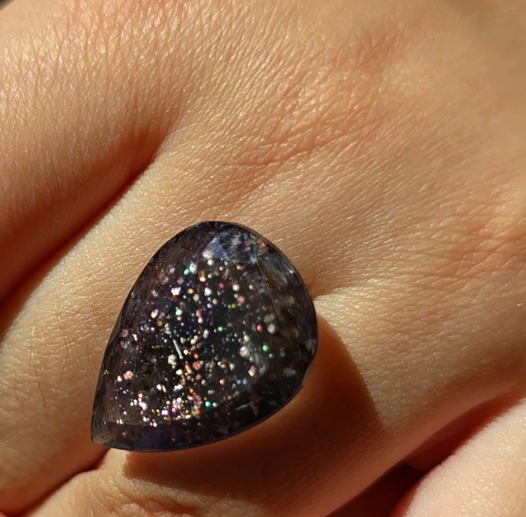 QUEEN BIJOUX - Bloodshot Iolite Ring CUSTOM Iolite Hematite Ring thumbnail 3