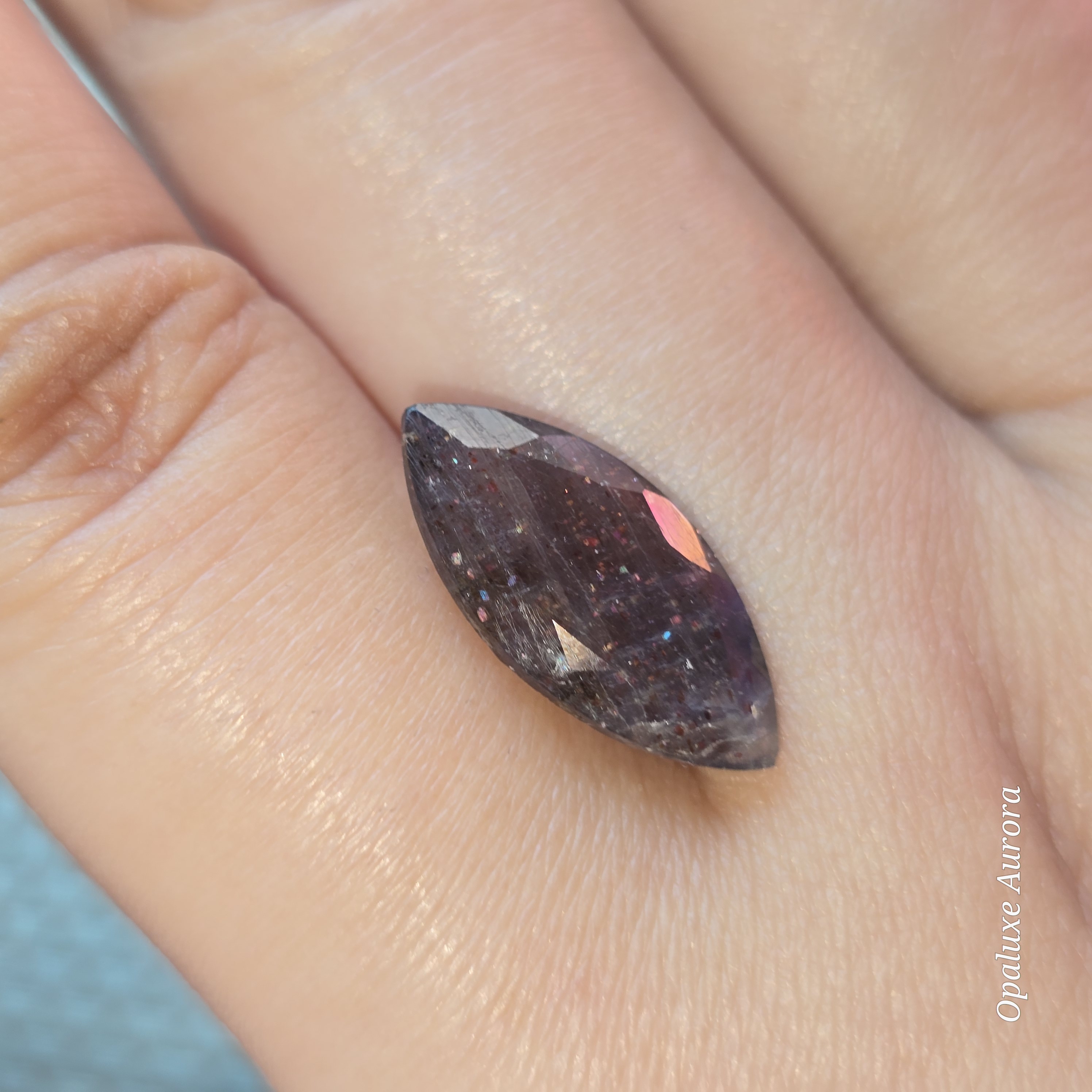 Marquise babe - Bloodshot Iolite Ring CUSTOM Iolite Hematite  thumbnail 4