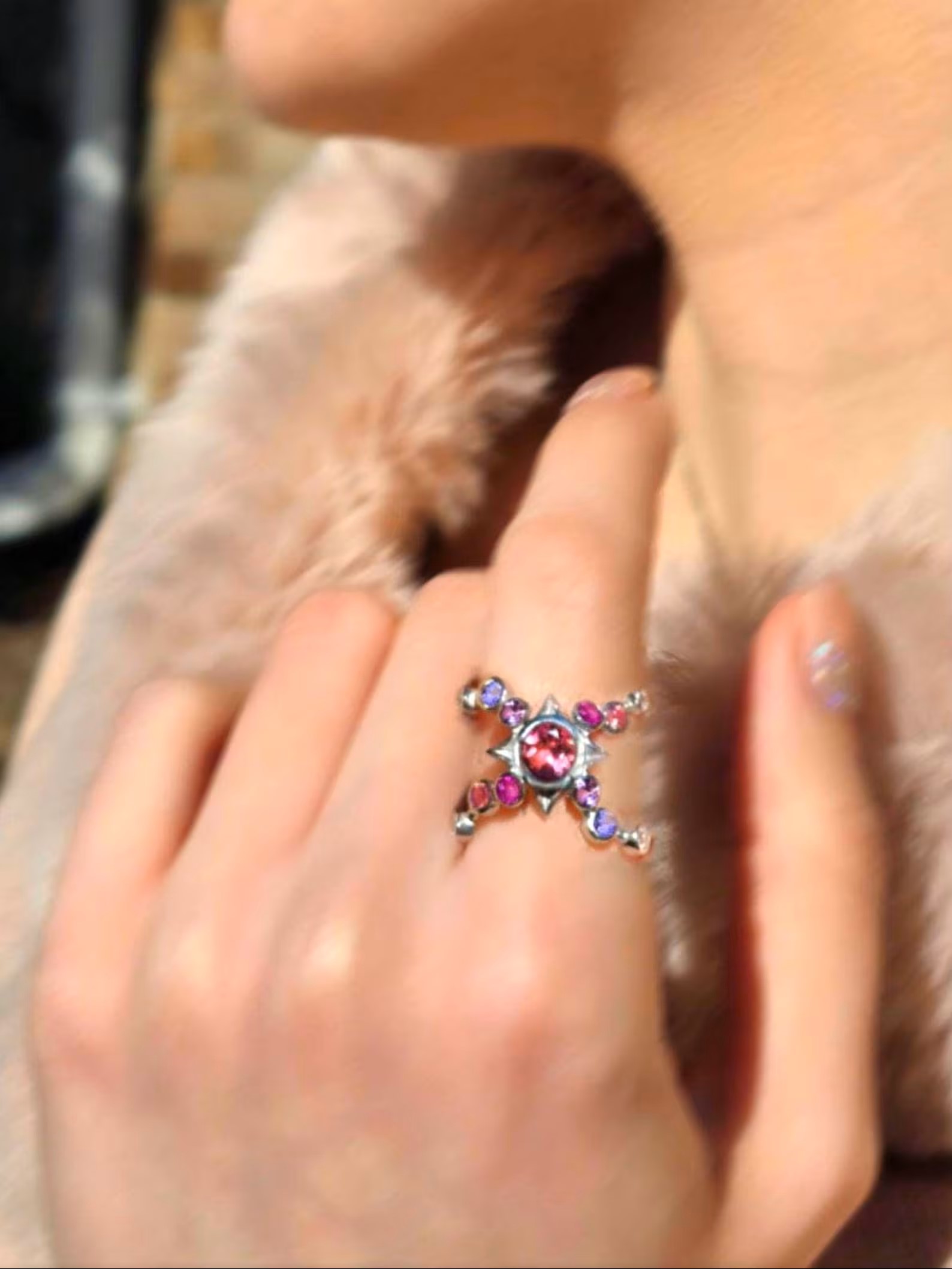 Starry bae - Custom Natural Tourmaline Ring, 925 Silver, Sapphire thumbnail 5