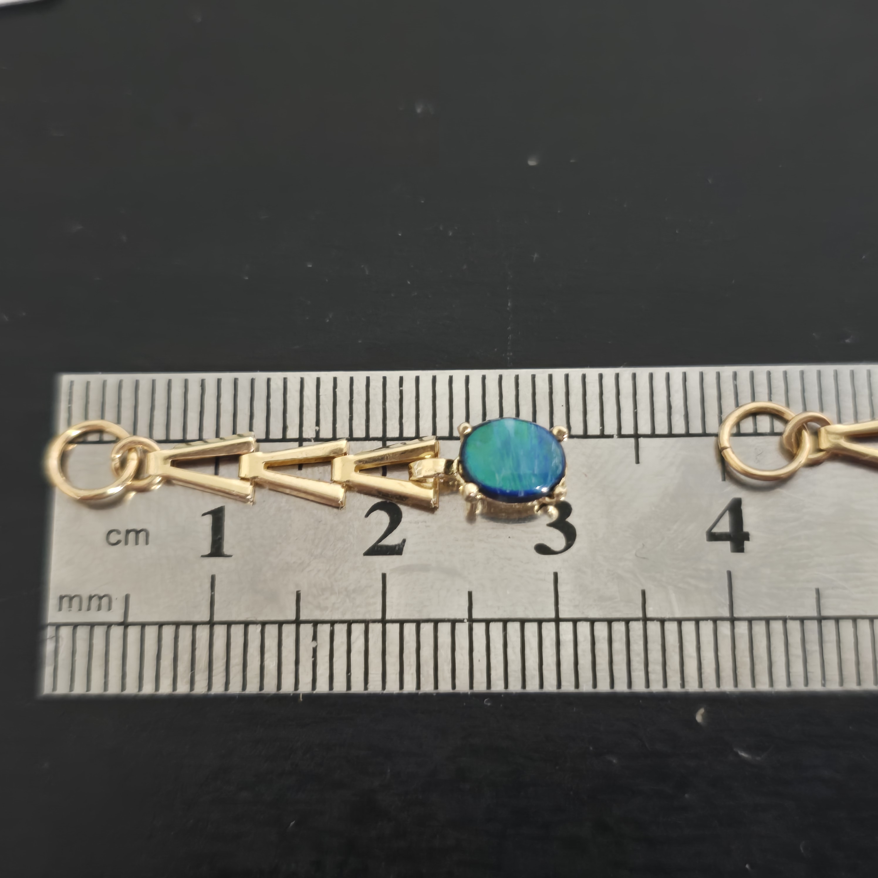 REIGN - NEON Solid 10k Gold Natural Australian Opal Doublet, Chevron link -  thumbnail 14