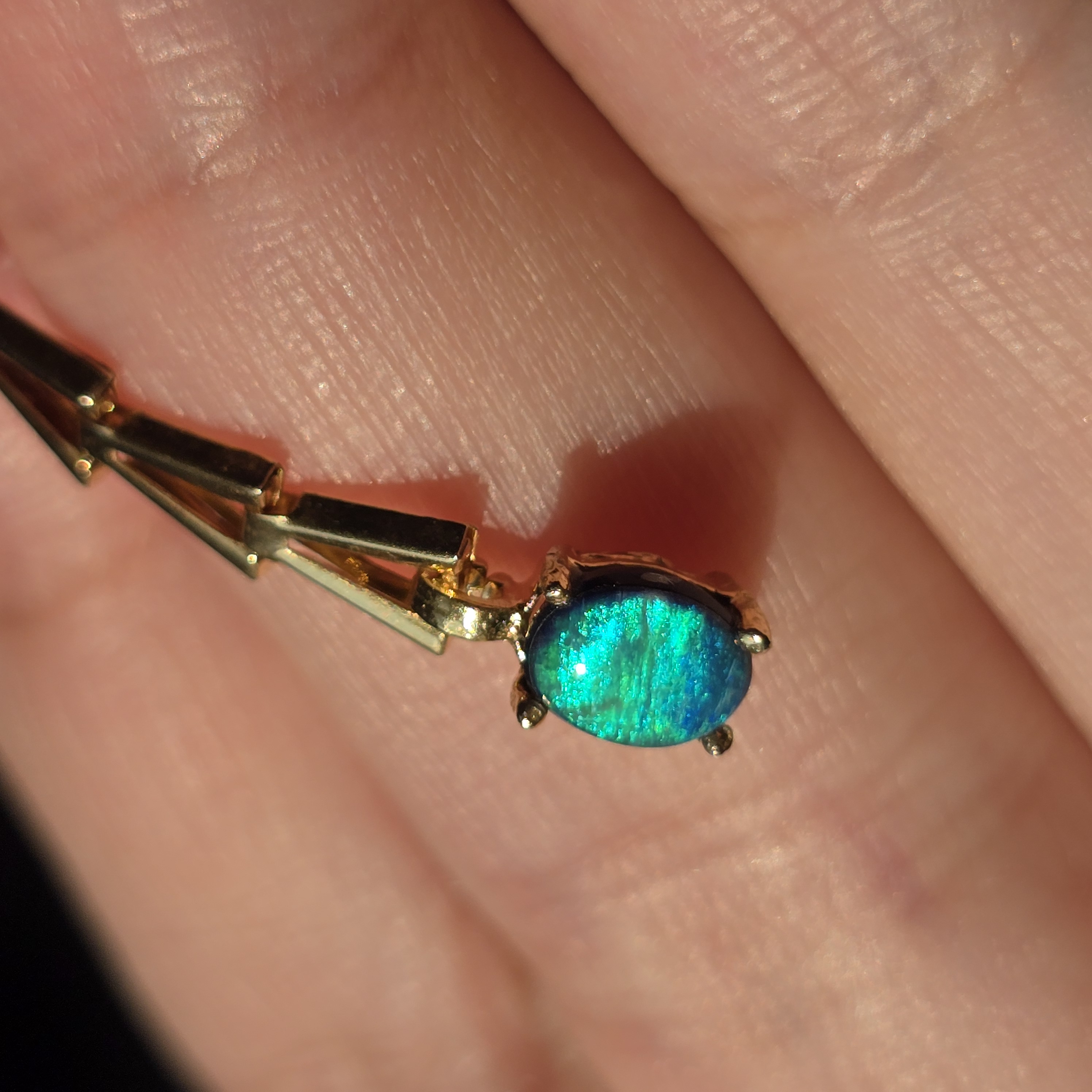 REIGN - NEON Solid 10k Gold Natural Australian Opal Doublet, Chevron link -  thumbnail 11