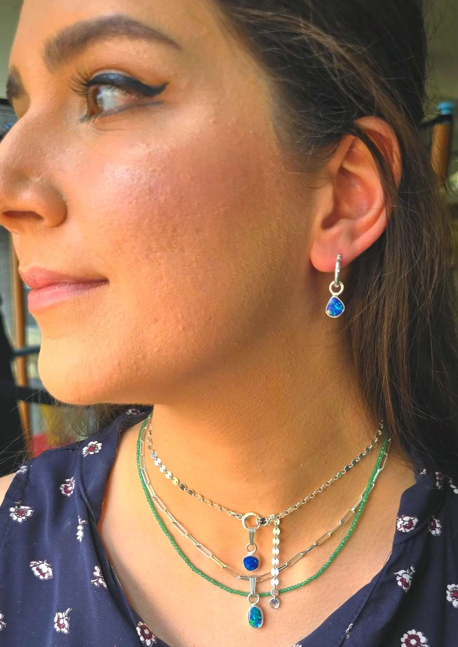 Natural Australian Opal Hoops 925 sterling silver 10 thumbnail 3
