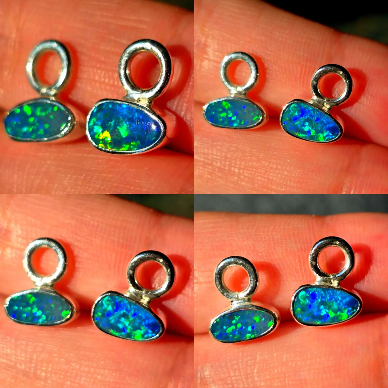 Natural Australian Opal Hoops 925 sterling silver 7 thumbnail 5