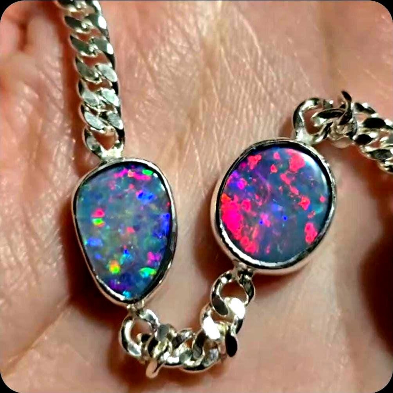 Australian Opal Doublet Bracelet Silver, Affordable & Stunning! 5 thumbnail 4