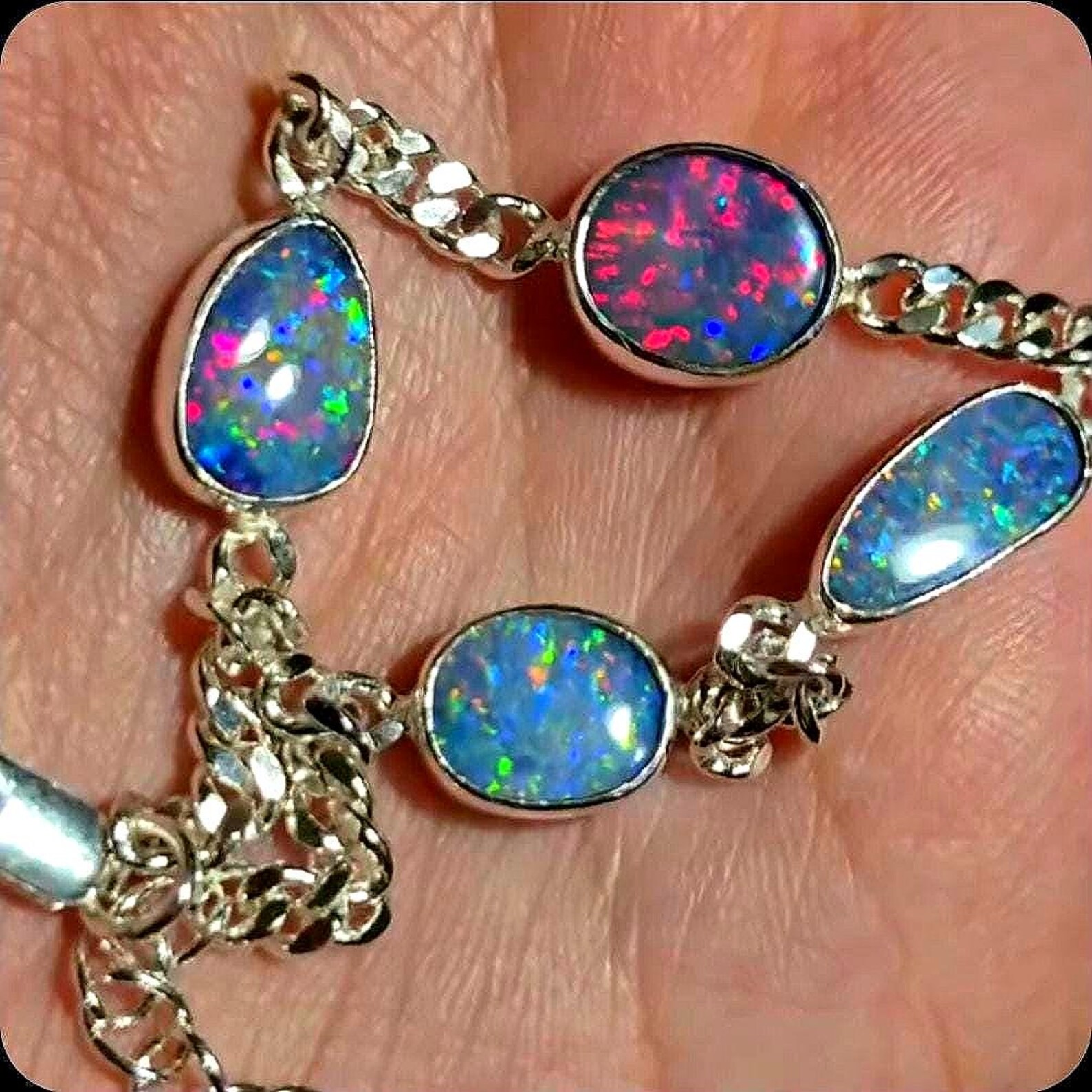 Australian Opal Doublet Bracelet Silver, Affordable & Stunning! 5