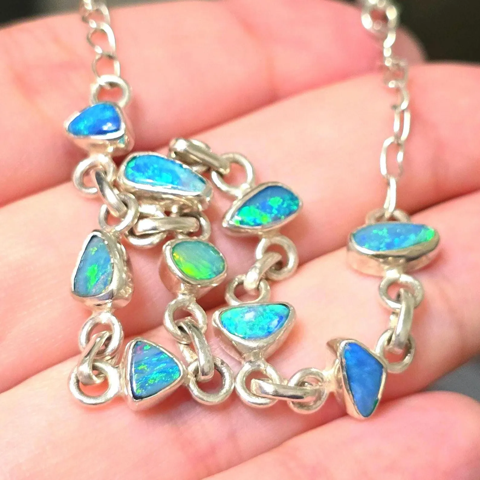 Australian Opal Doublet Bracelet 925 Silver  thumbnail 8