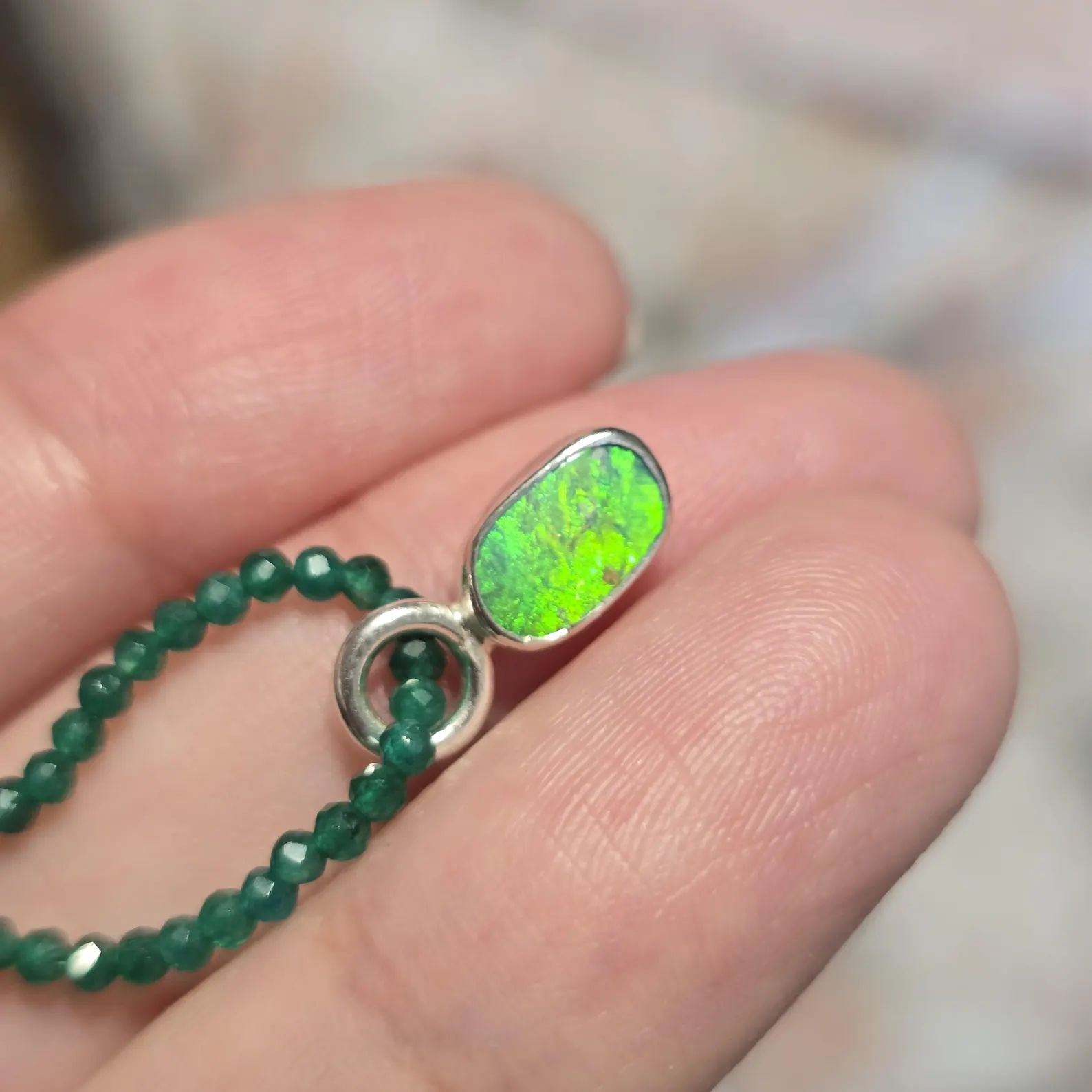 Natural Australian Opal Pendant 925 sterling silver,  Doublet 2 thumbnail 3