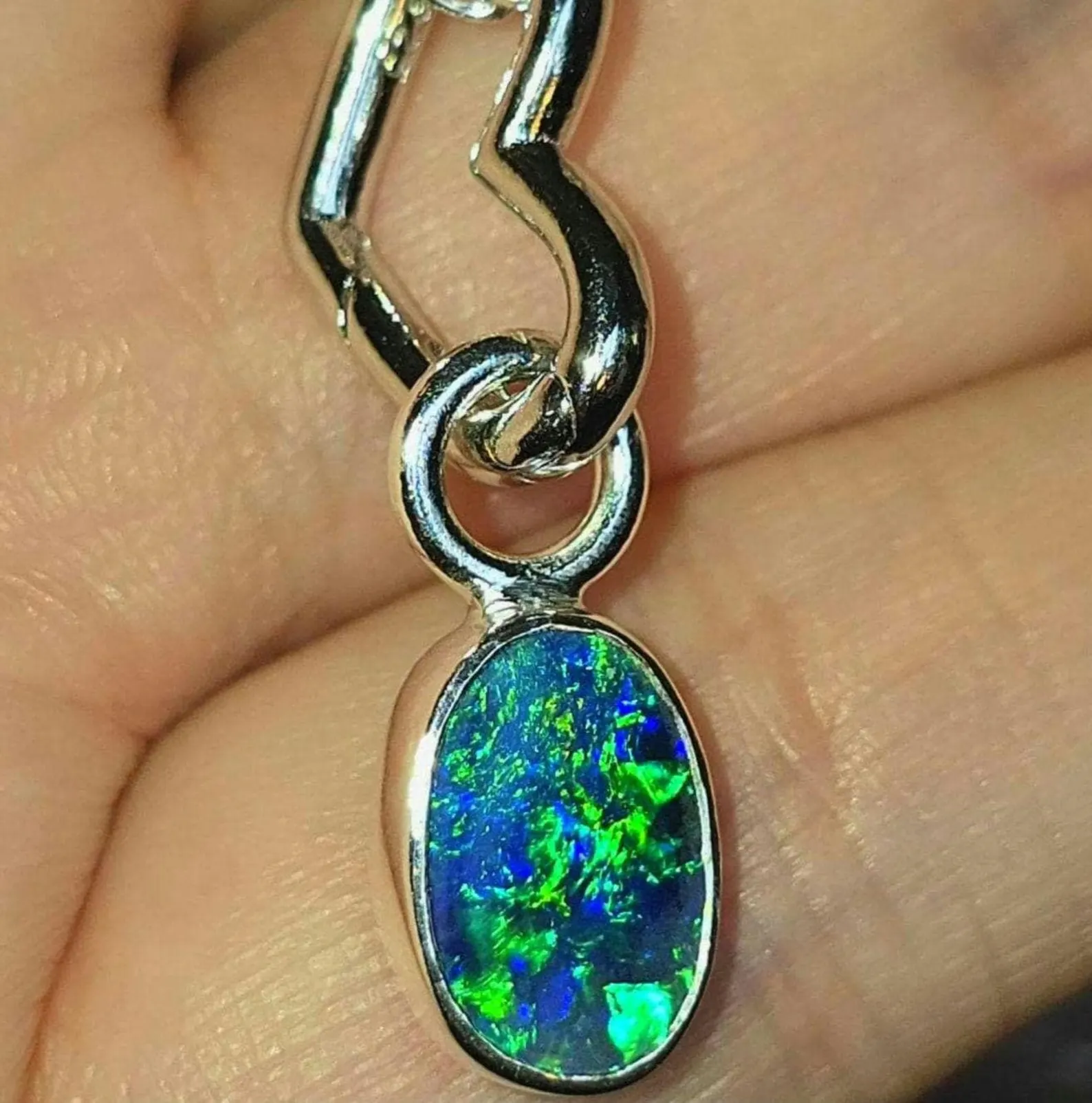 Natural Australian Opal Pendant 925 sterling silver, Opal Doublet 13