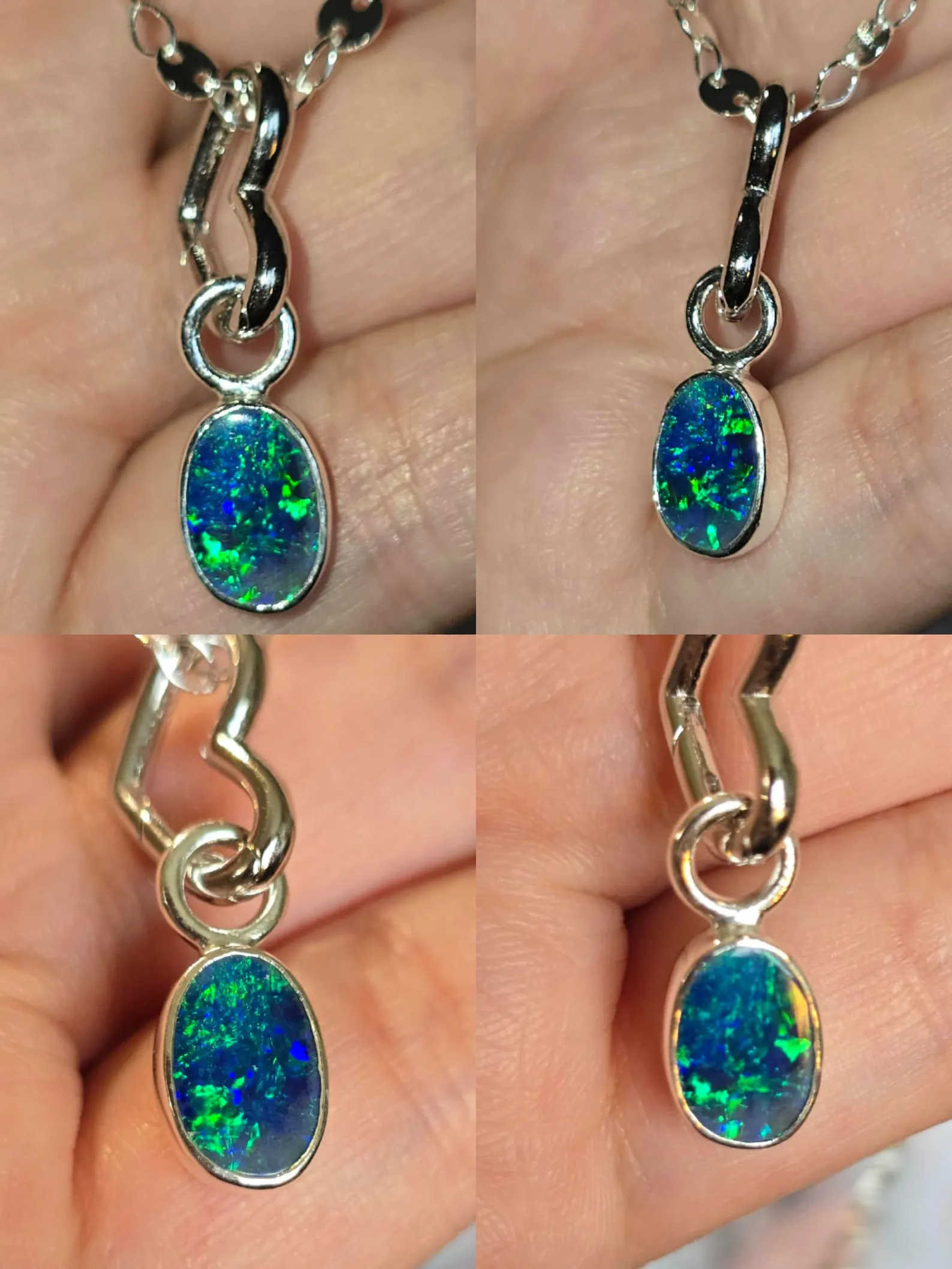 Natural Australian Opal Pendant 925 sterling silver, Opal Doublet 13 thumbnail 3