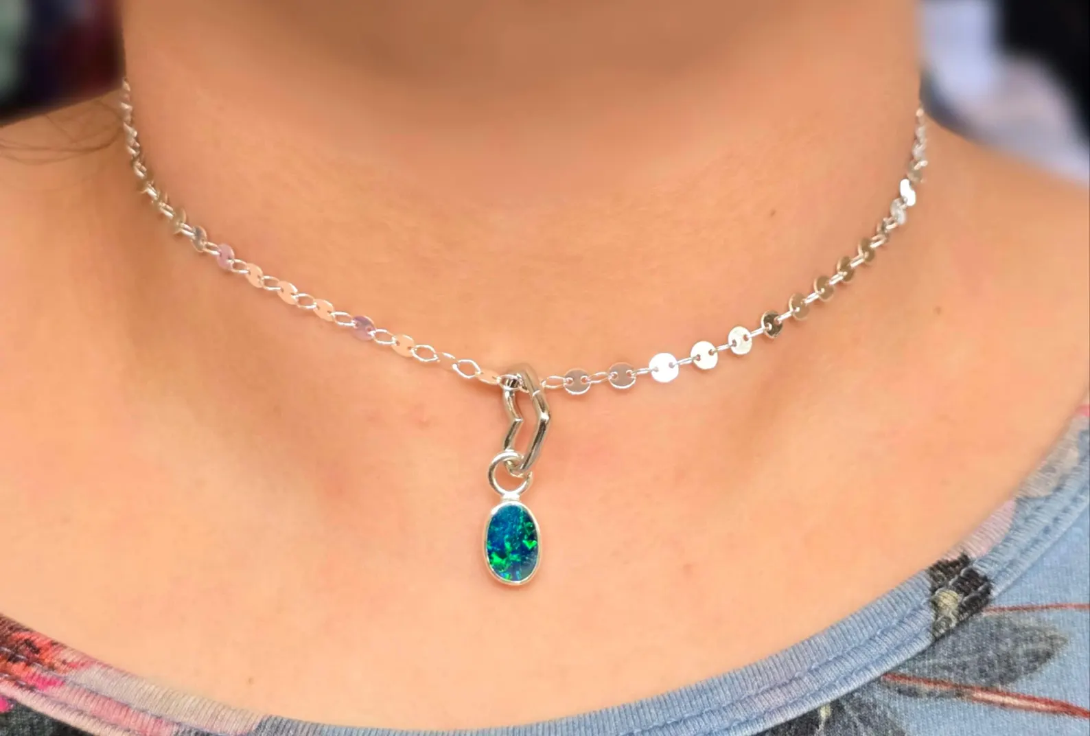 Natural Australian Opal Pendant 925 sterling silver, Opal Doublet 13 thumbnail 5