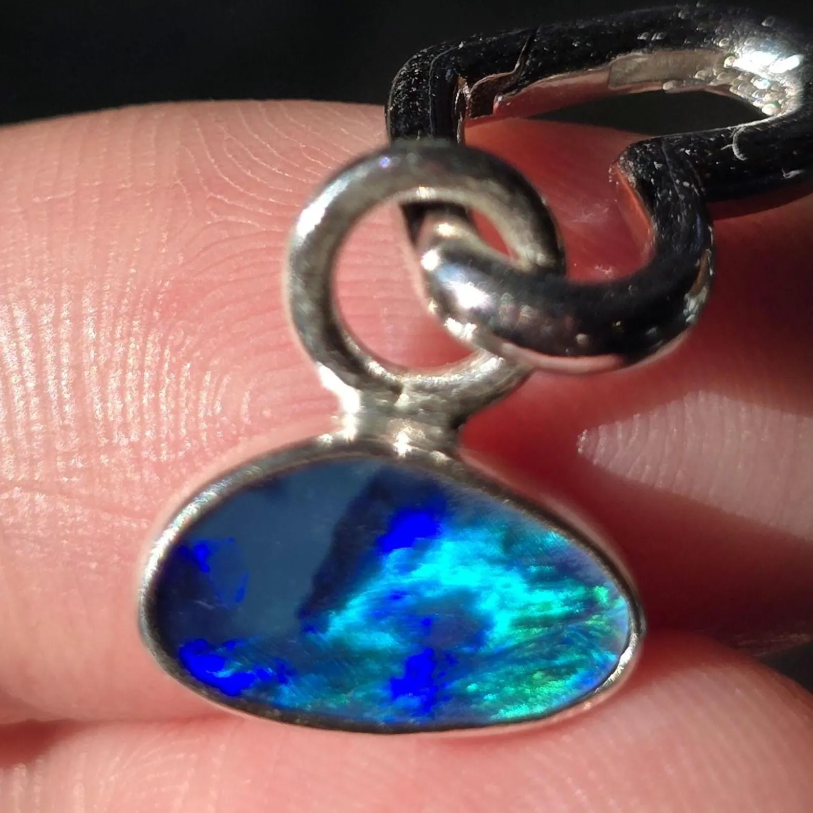 Natural Australian Opal Pendant 925 sterling silver, Opal Doublet 6