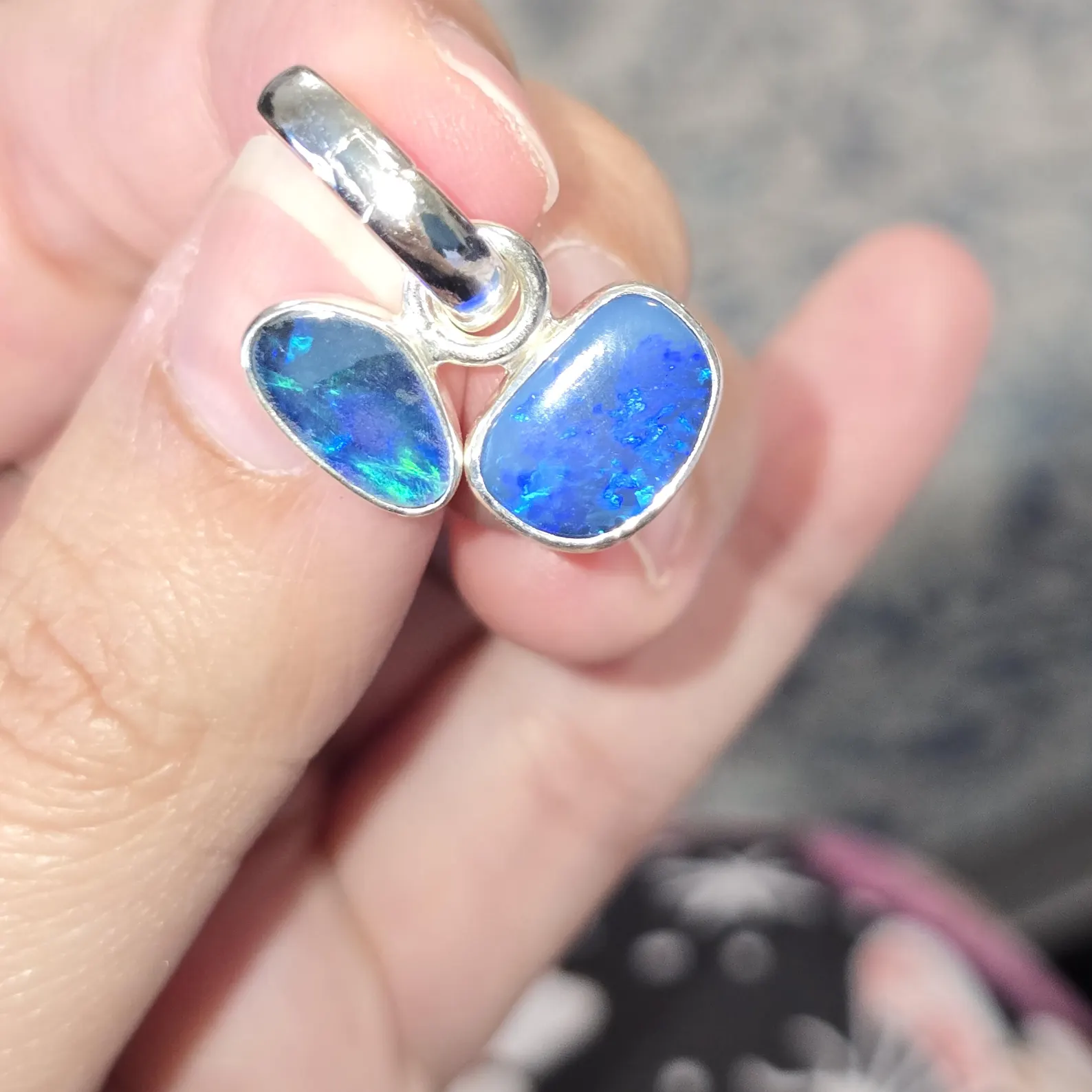 Natural Australian Opal Pendant 925 sterling silver, Opal Doublet 6 thumbnail 9