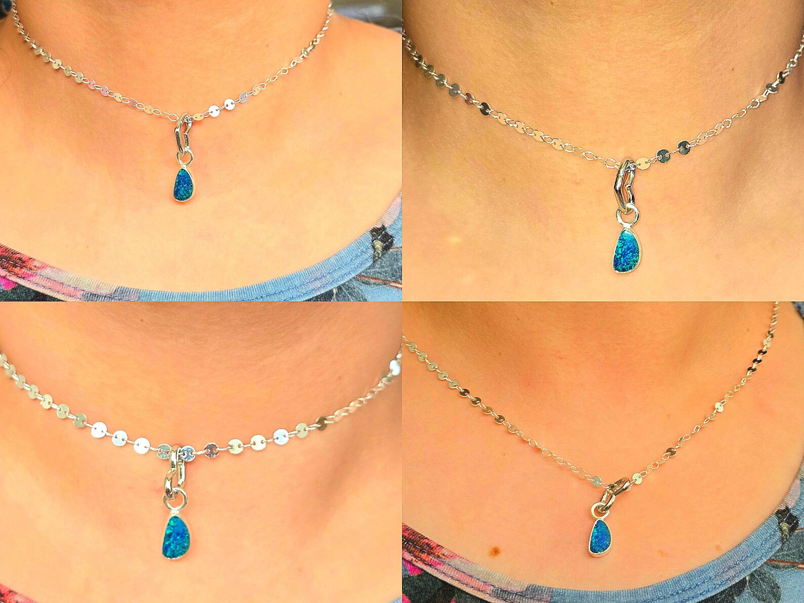 Natural Australian Opal Pendant 925 sterling silver, Opal Doublet 4 thumbnail 4