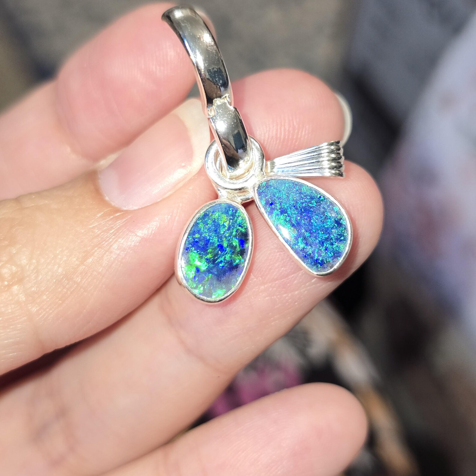 Natural Australian Opal Pendant 925 sterling silver, Opal Doublet 4 thumbnail 15