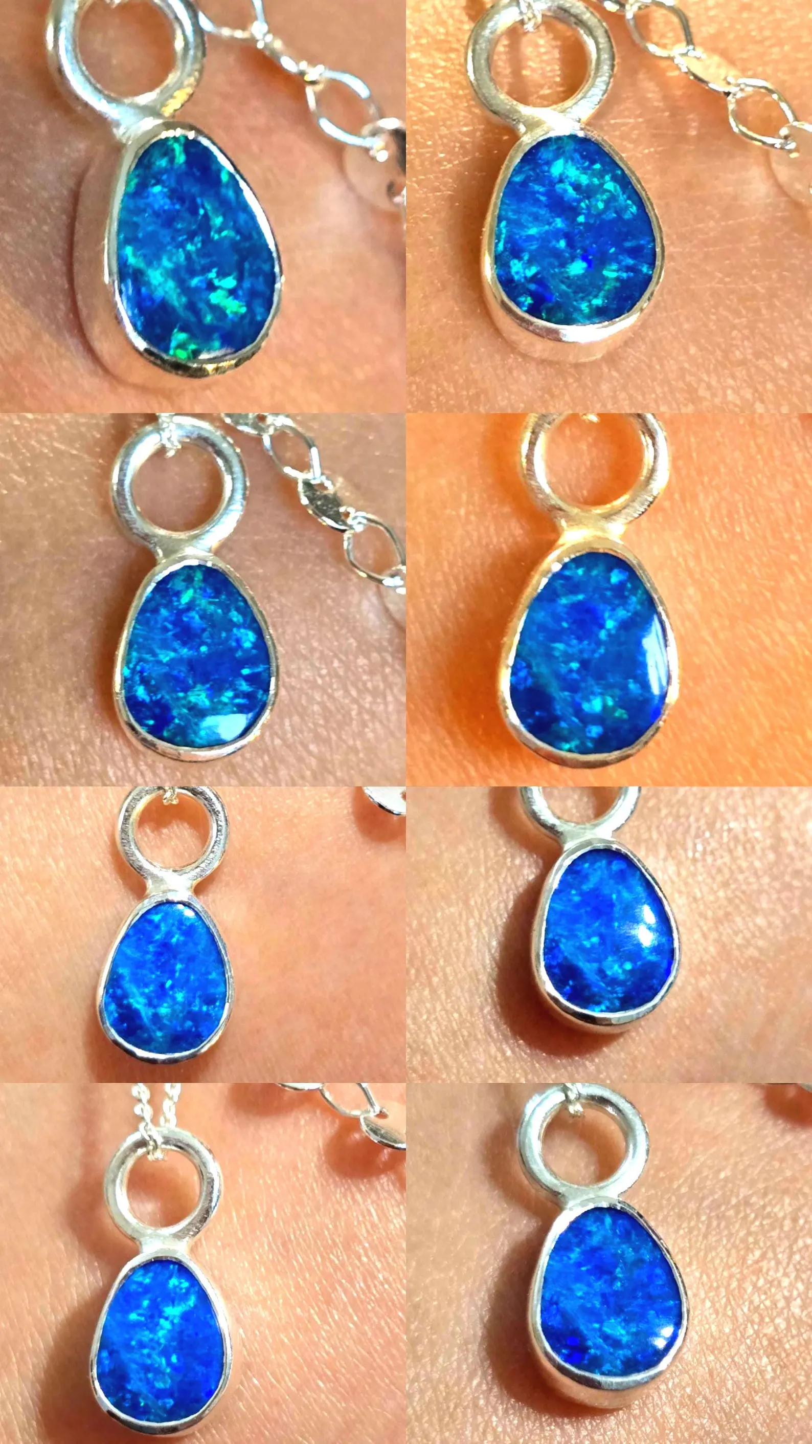 Natural Australian Opal Pendant 925 sterling silver, Opal Doublet 7 thumbnail 8