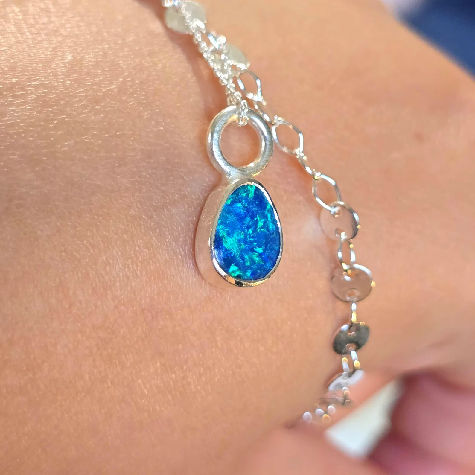 Natural Australian Opal Pendant 925 sterling silver, Opal Doublet 7 thumbnail 4