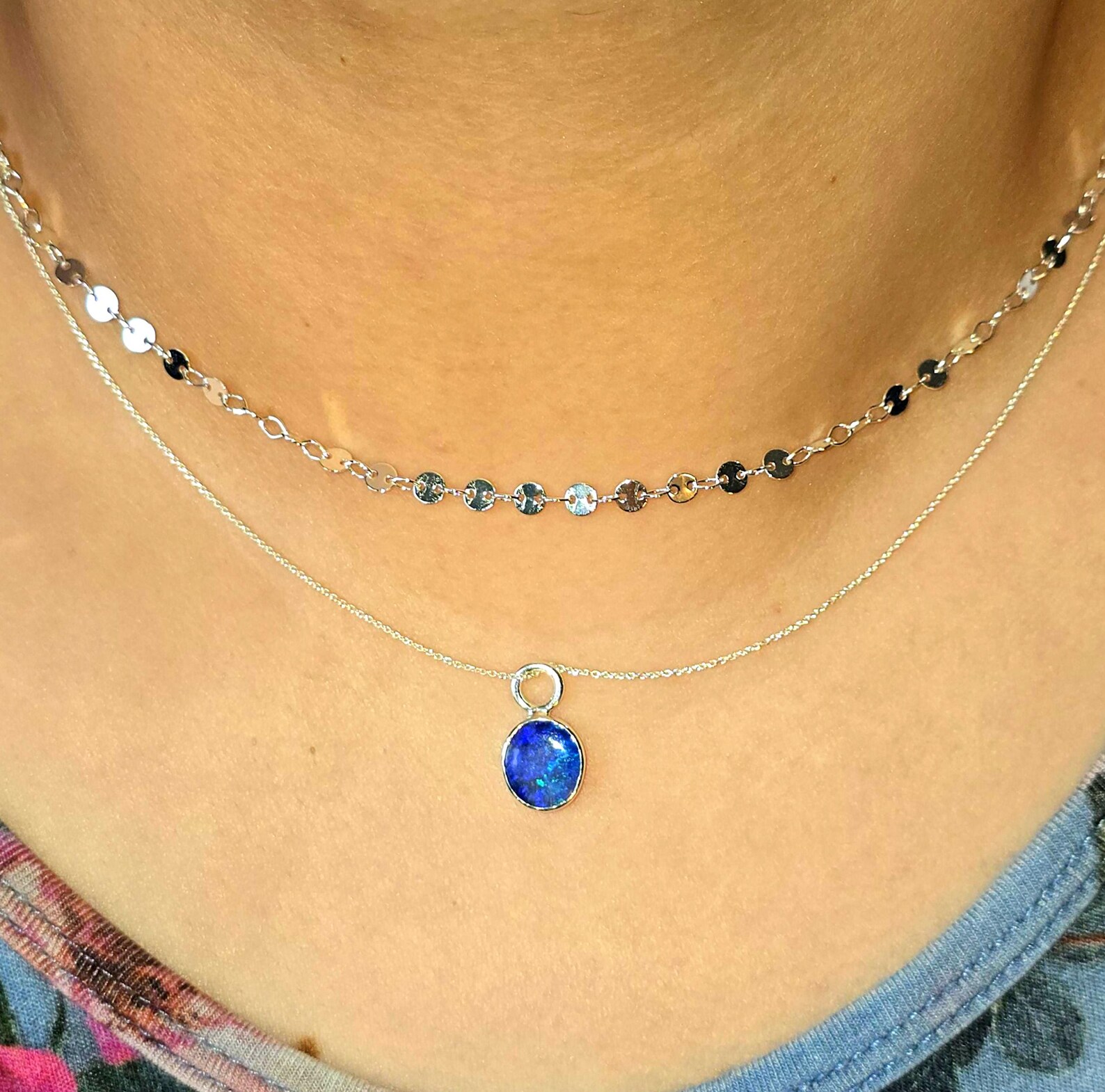 Natural Australian Opal Pendant 925 sterling silver, Opal Doublet 5 thumbnail 6