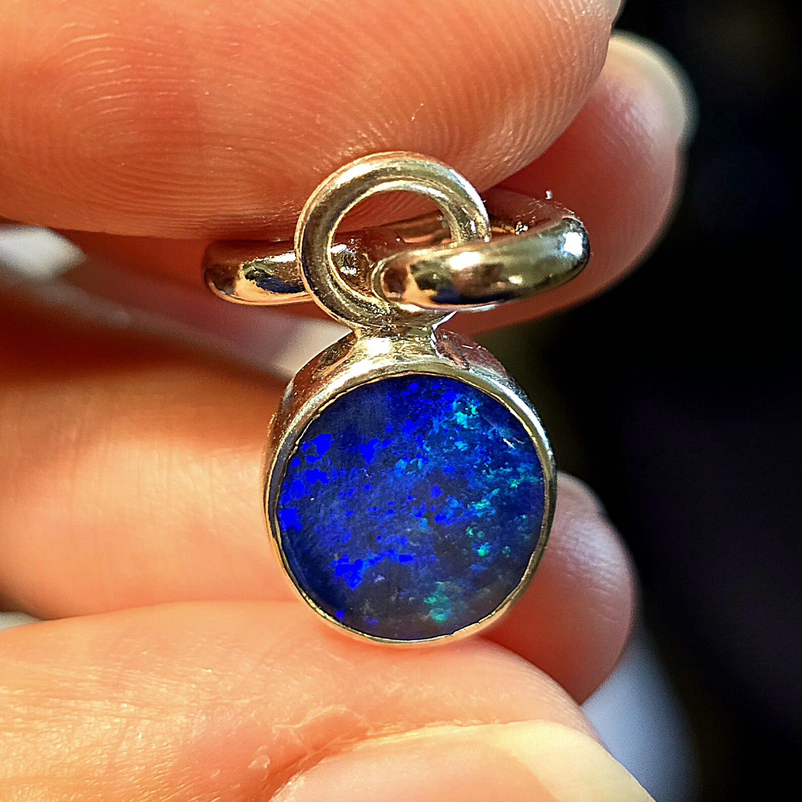 Natural Australian Opal Pendant 925 sterling silver, Opal Doublet 5 thumbnail 7