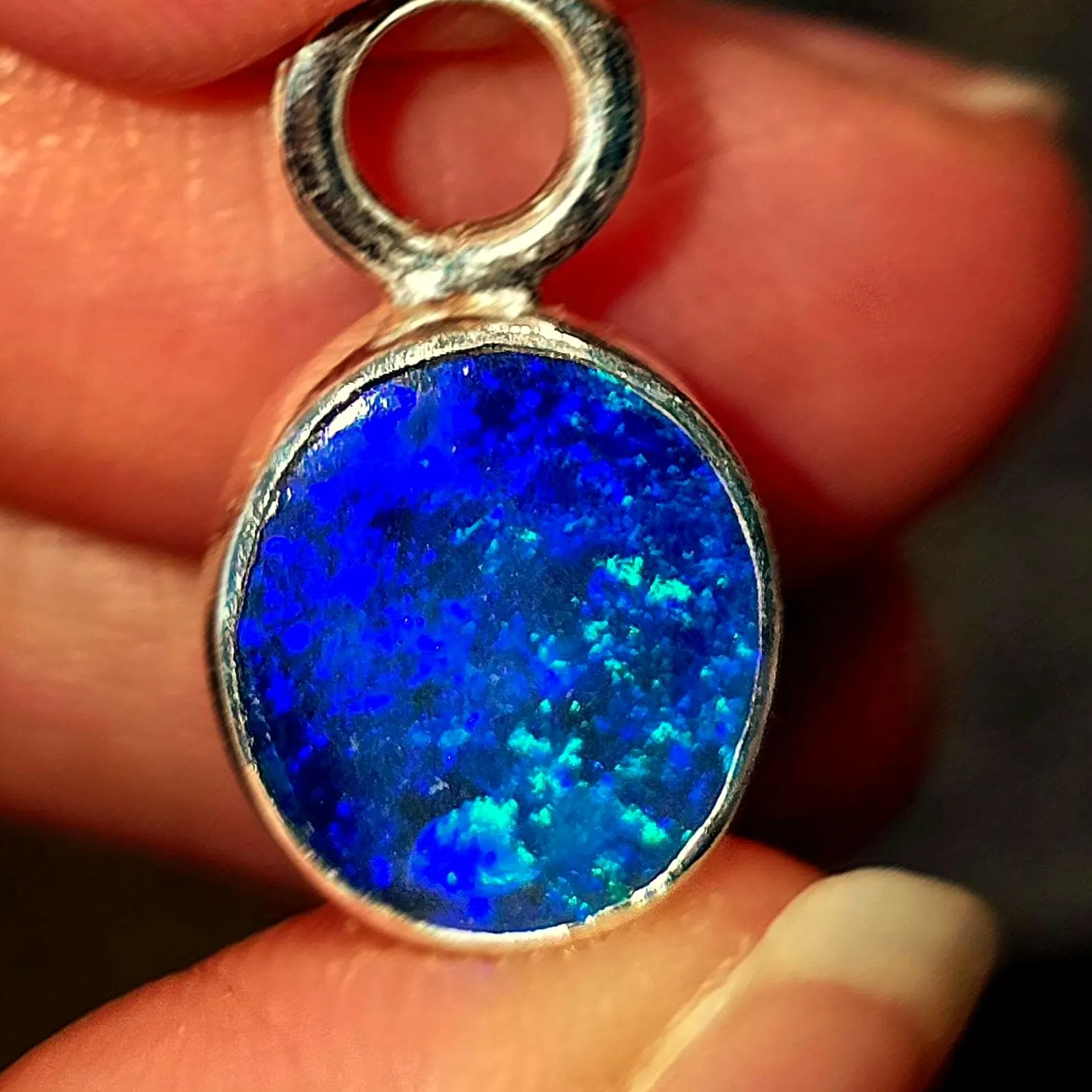 Natural Australian Opal Pendant 925 sterling silver, Opal Doublet 5