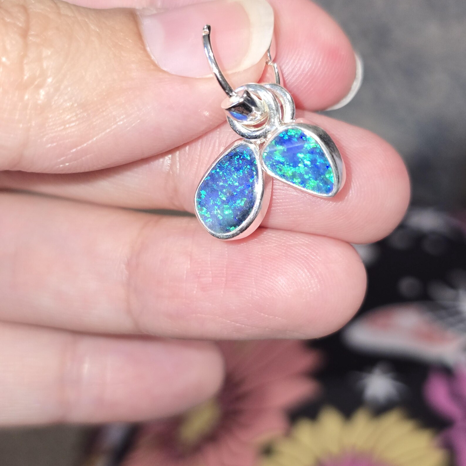 Natural Australian Opal Pendant 925 sterling silver, Opal Doublet 9 thumbnail 7