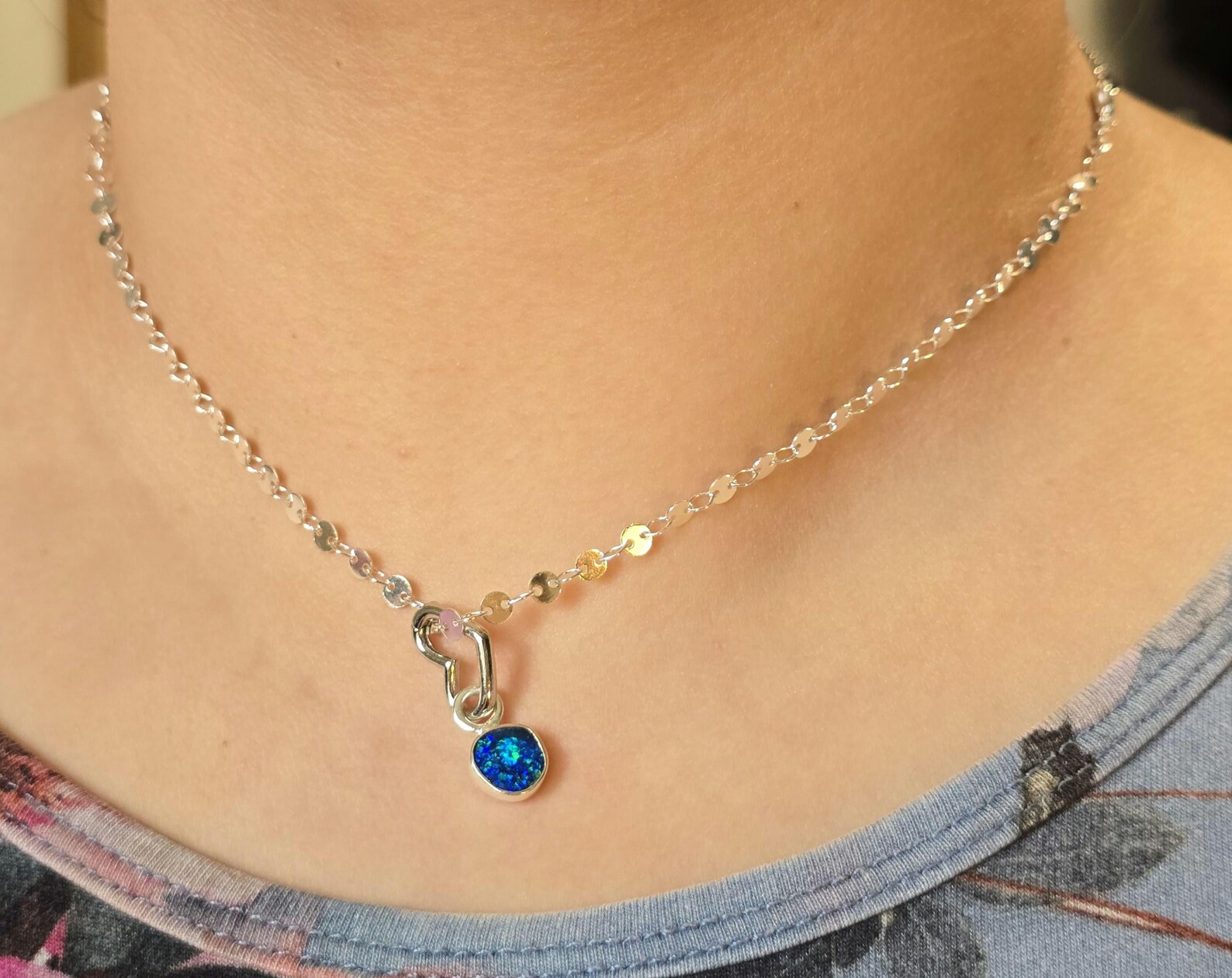 Natural Australian Opal Pendant 925 sterling silver, Opal Doublet 11 thumbnail 3