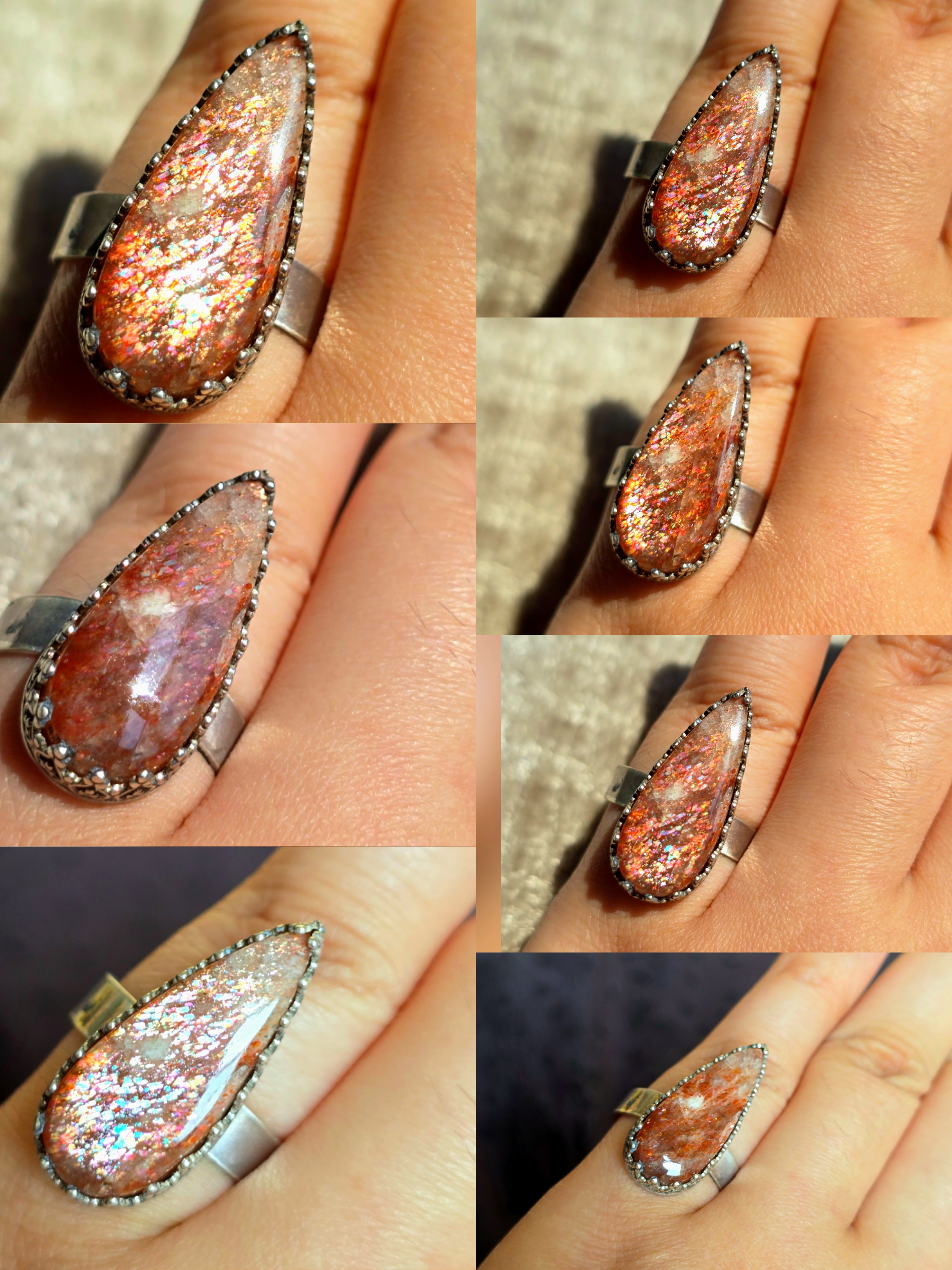 CONFETTI SUNSTONE - Natural Purple haze ring, Sunstone Lattice Ring  4 thumbnail 3