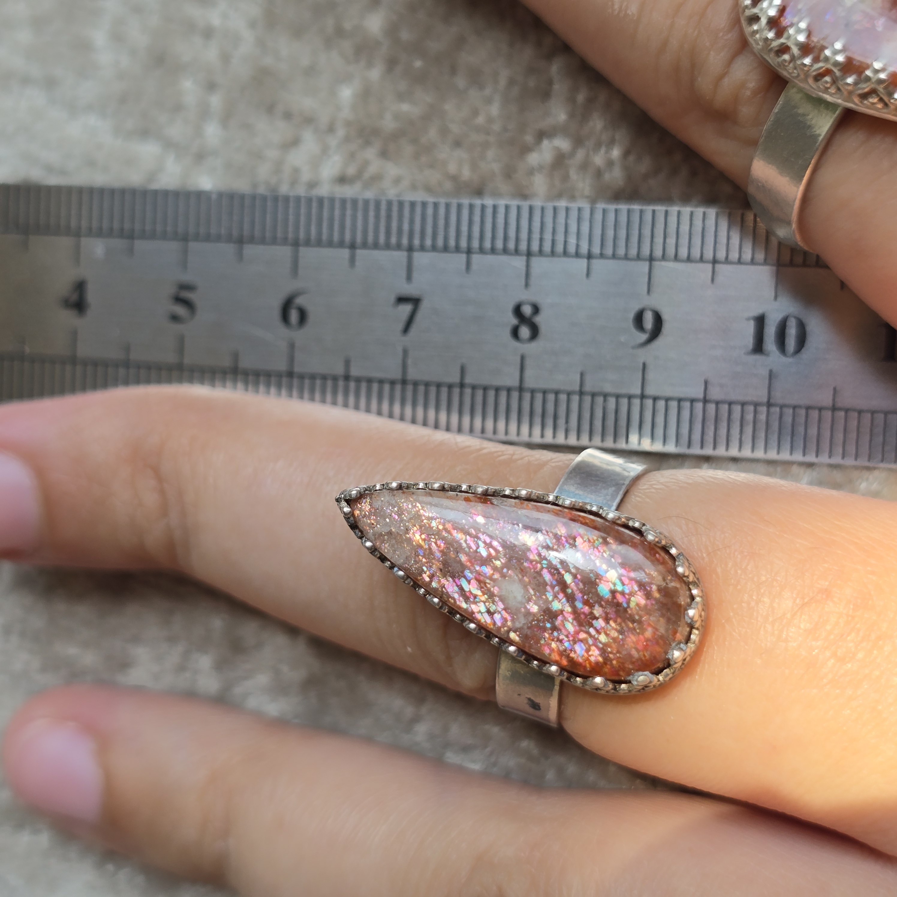 CONFETTI SUNSTONE - Natural Purple haze ring, Sunstone Lattice Ring  4 thumbnail 7