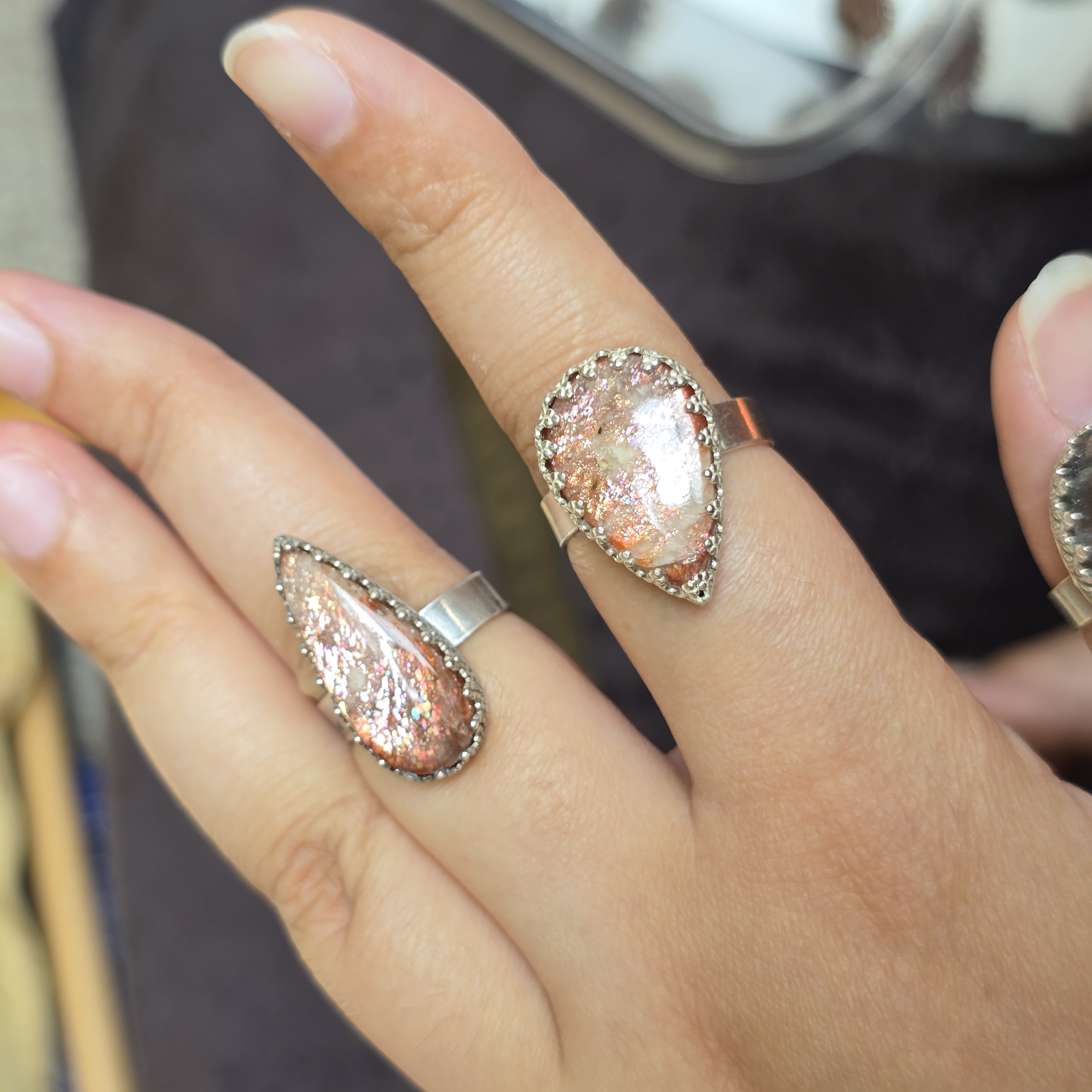 CONFETTI SUNSTONE - Natural Purple haze ring, Sunstone Lattice Ring  4 thumbnail 8