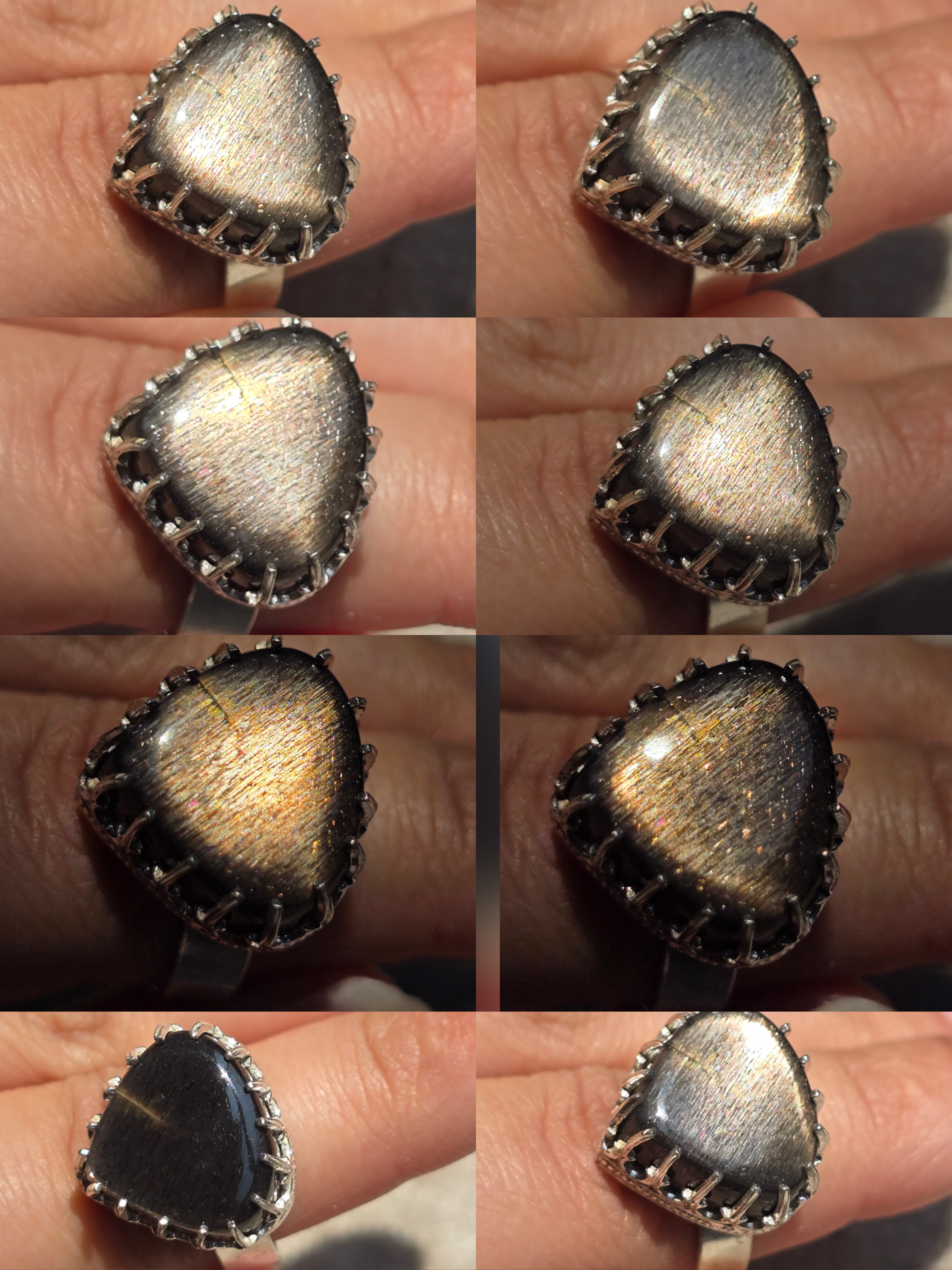 Gold Sunstone Ring 925 Sterling Silver, 8 thumbnail 3