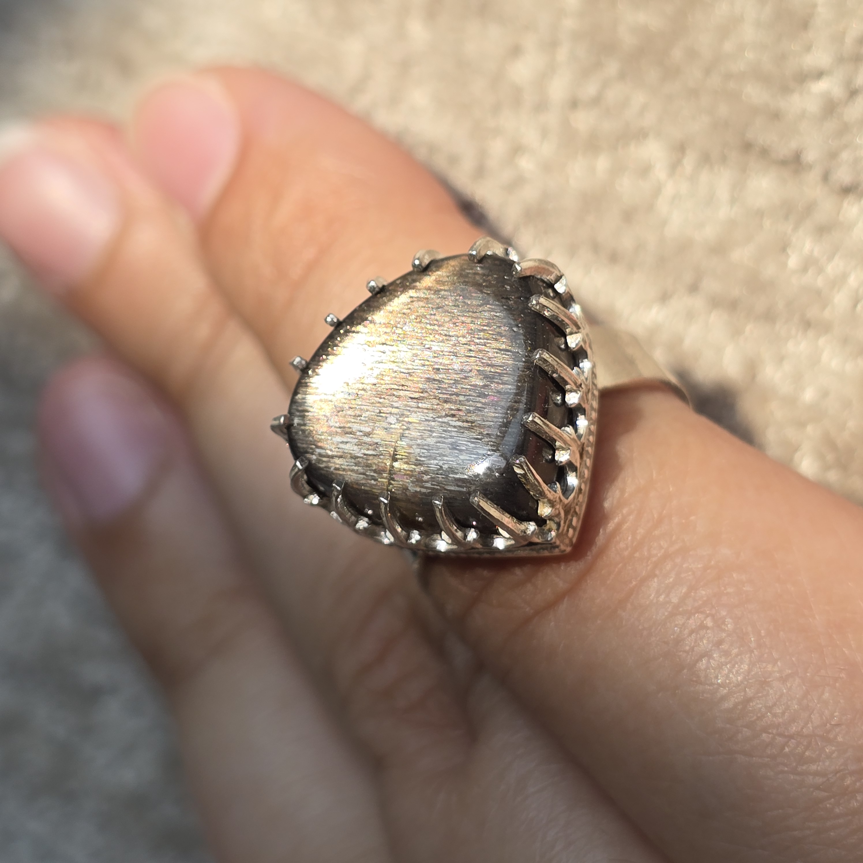 Gold Sunstone Ring 925 Sterling Silver, 8 thumbnail 7