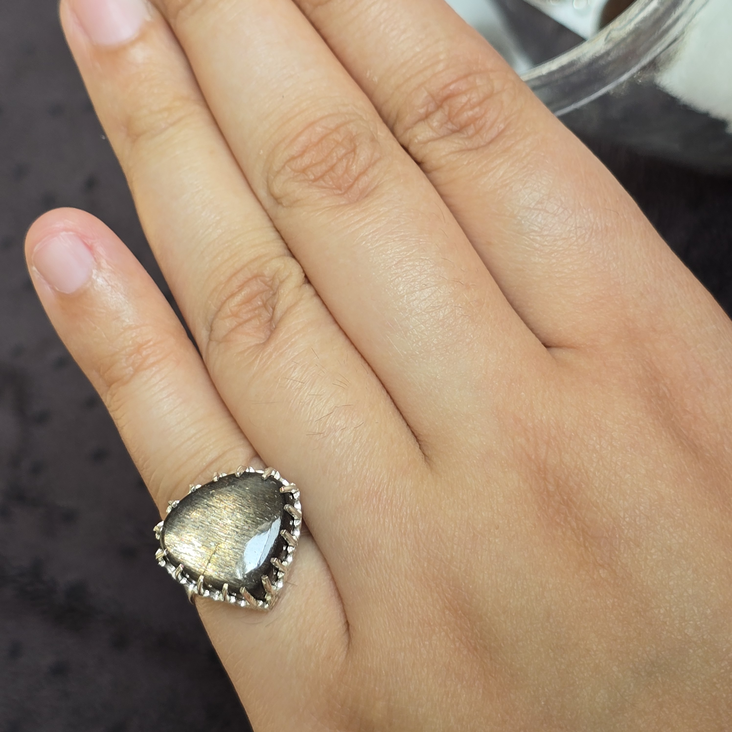 Gold Sunstone Ring 925 Sterling Silver, 8 thumbnail 4