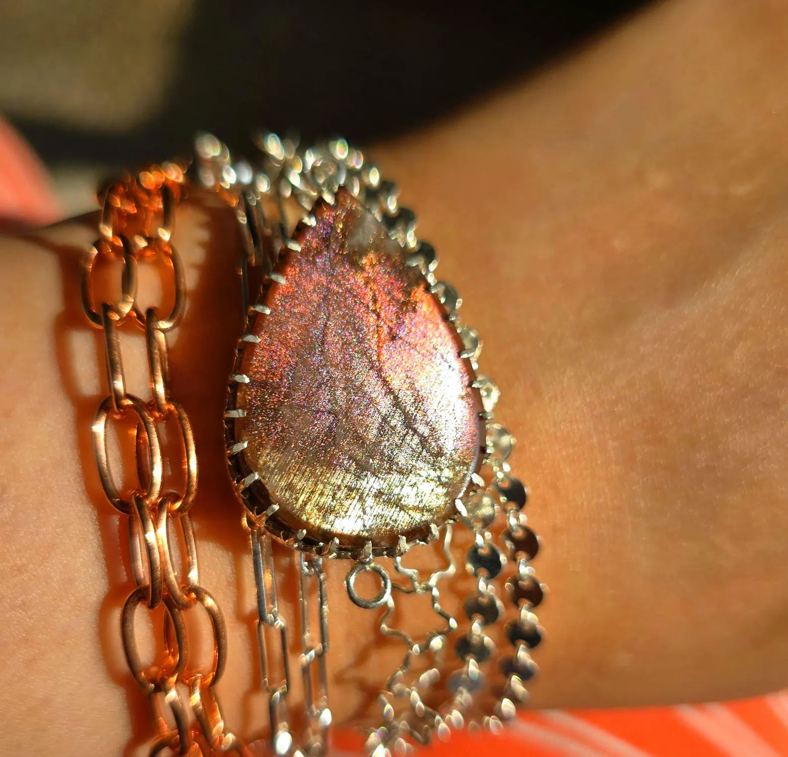 MIGHTY PINK QUEEN - Purple Haze Sunstone Lattice Charm for Bracelet / Pendant 925 Silver -11 thumbnail 3
