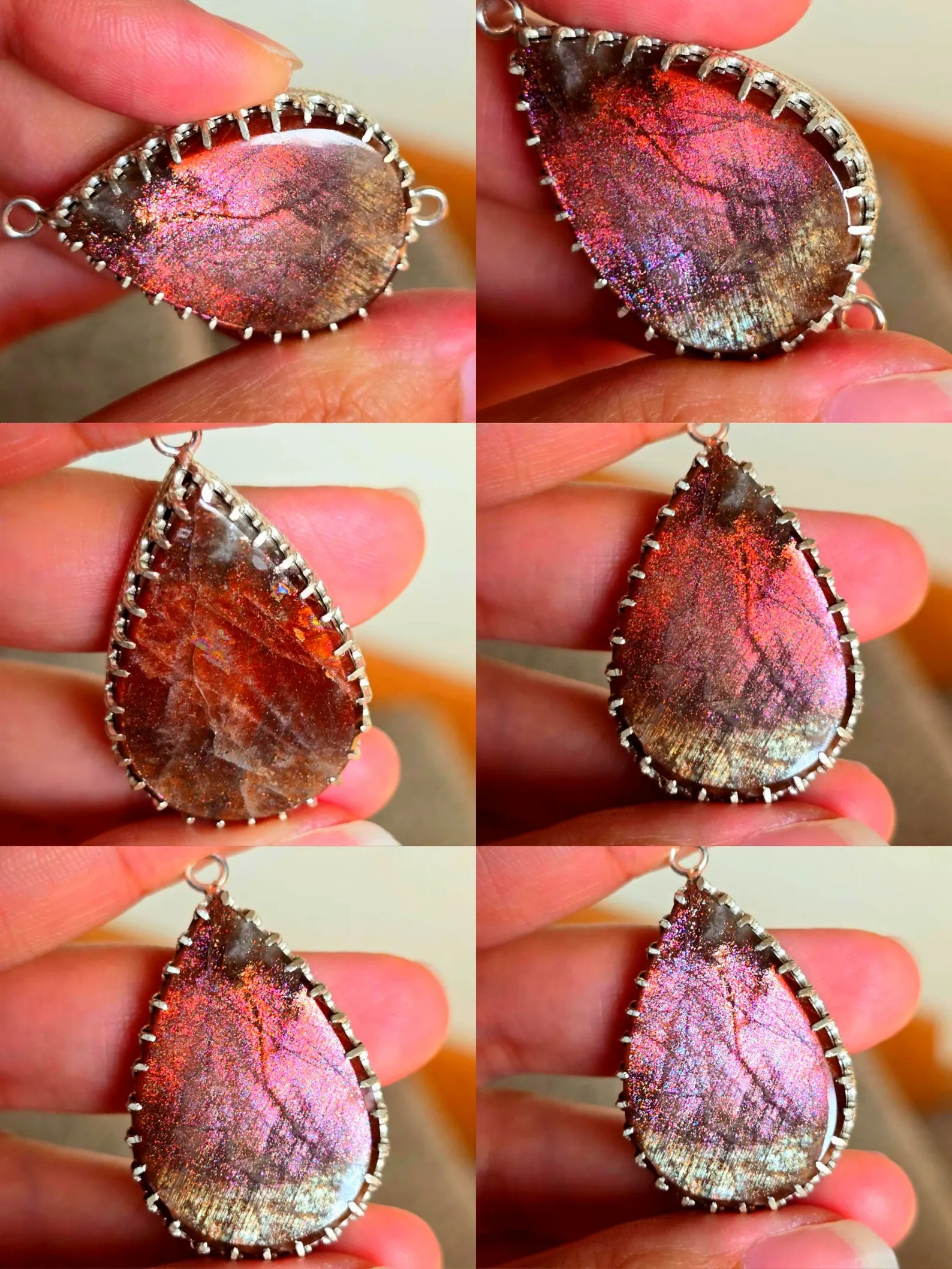MIGHTY PINK QUEEN - Purple Haze Sunstone Lattice Charm for Bracelet / Pendant 925 Silver -11 thumbnail 4
