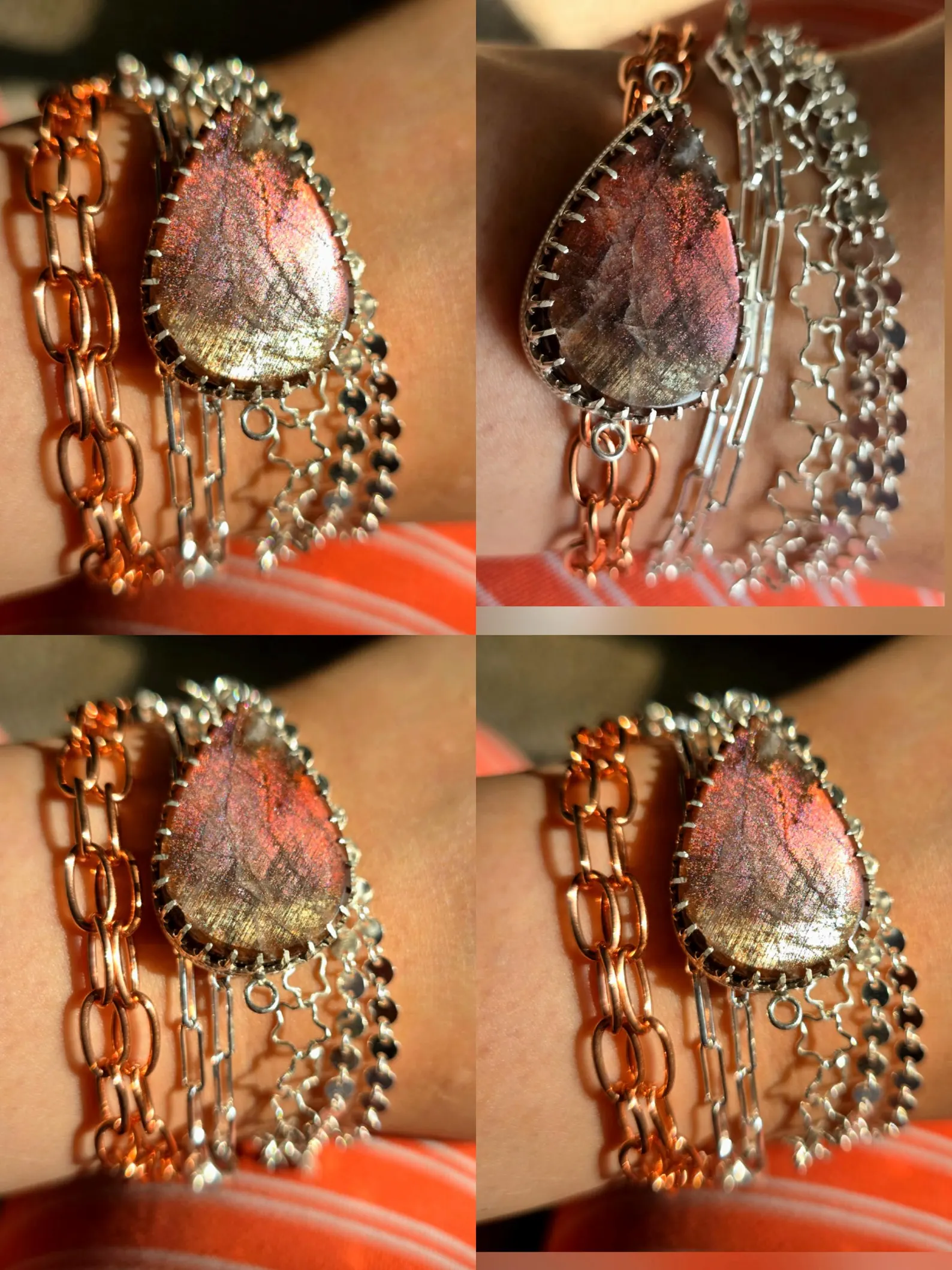 MIGHTY PINK QUEEN - Purple Haze Sunstone Lattice Charm for Bracelet / Pendant 925 Silver -11 thumbnail 9