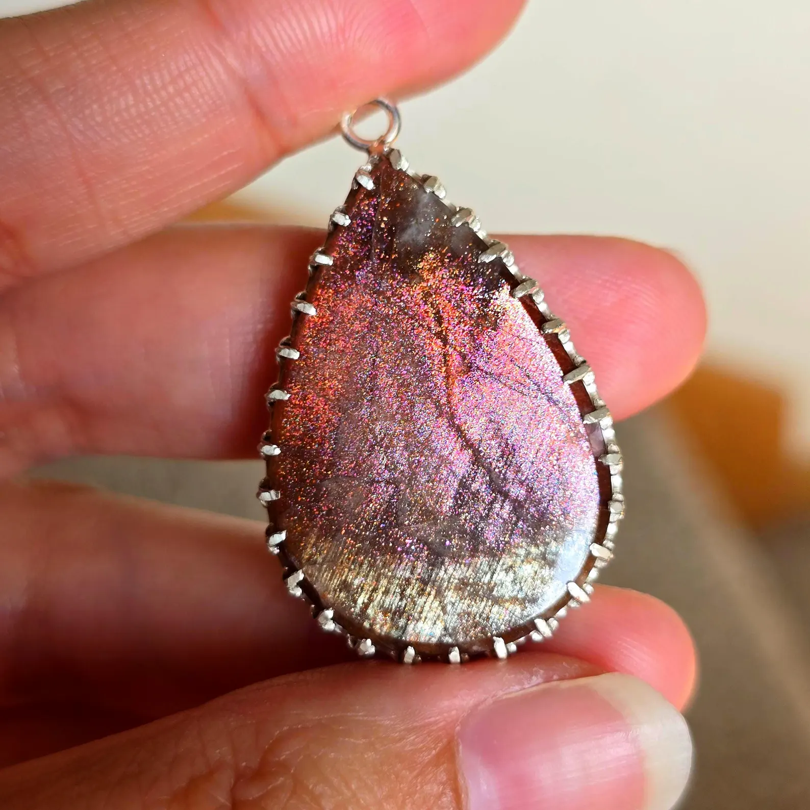 MIGHTY PINK QUEEN - Purple Haze Sunstone Lattice Charm for Bracelet / Pendant 925 Silver -11 thumbnail 13