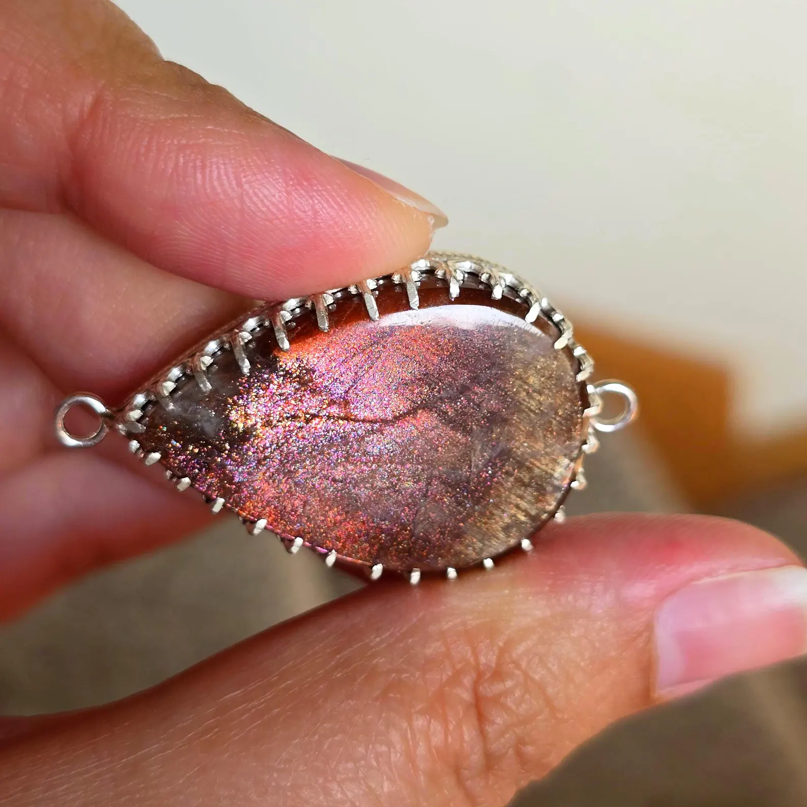 MIGHTY PINK QUEEN - Purple Haze Sunstone Lattice Charm for Bracelet / Pendant 925 Silver -11 thumbnail 14