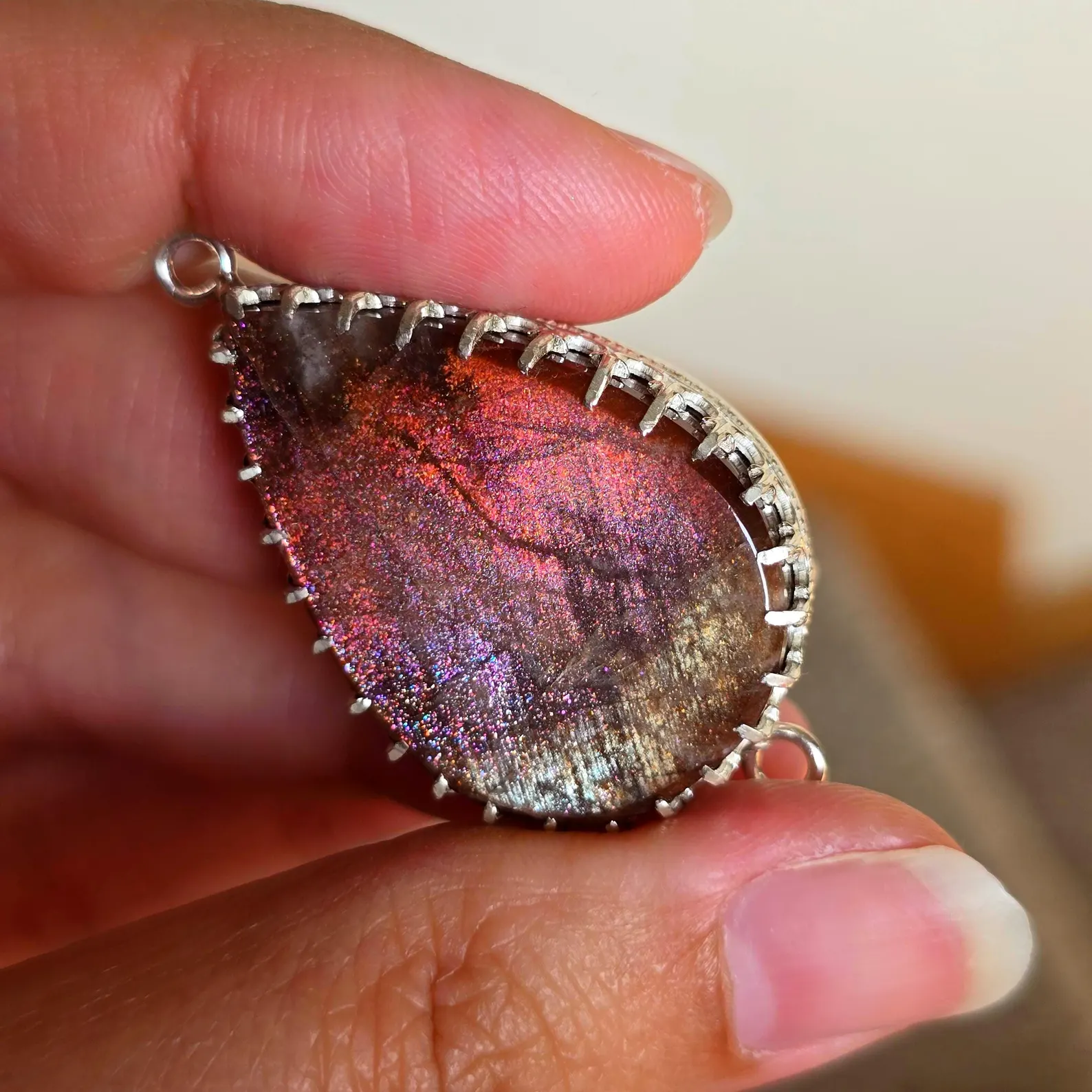 MIGHTY PINK QUEEN - Purple Haze Sunstone Lattice Charm for Bracelet / Pendant 925 Silver -11 thumbnail 10