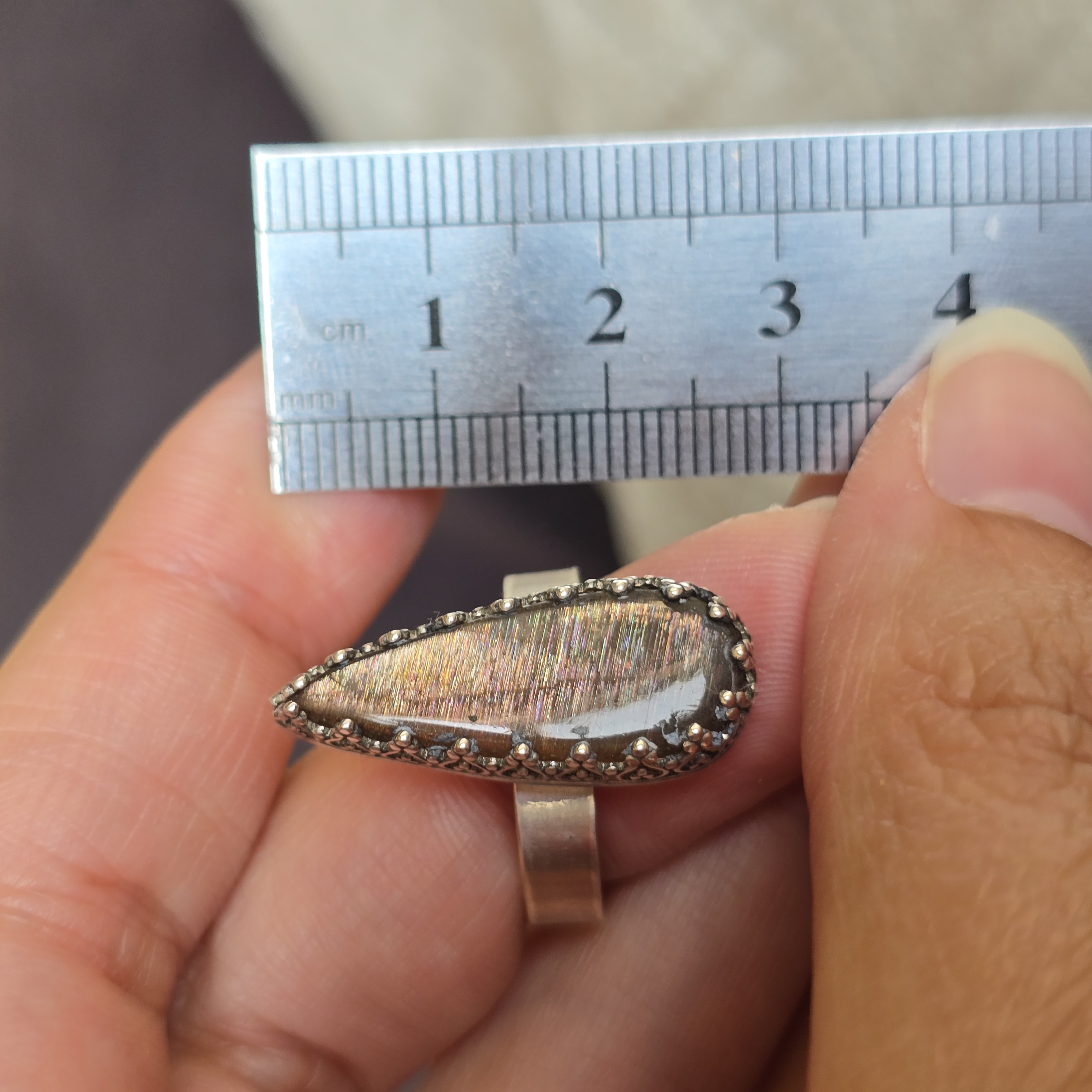 Gold Sunstone Ring 925 Sterling Silver 14 thumbnail 5