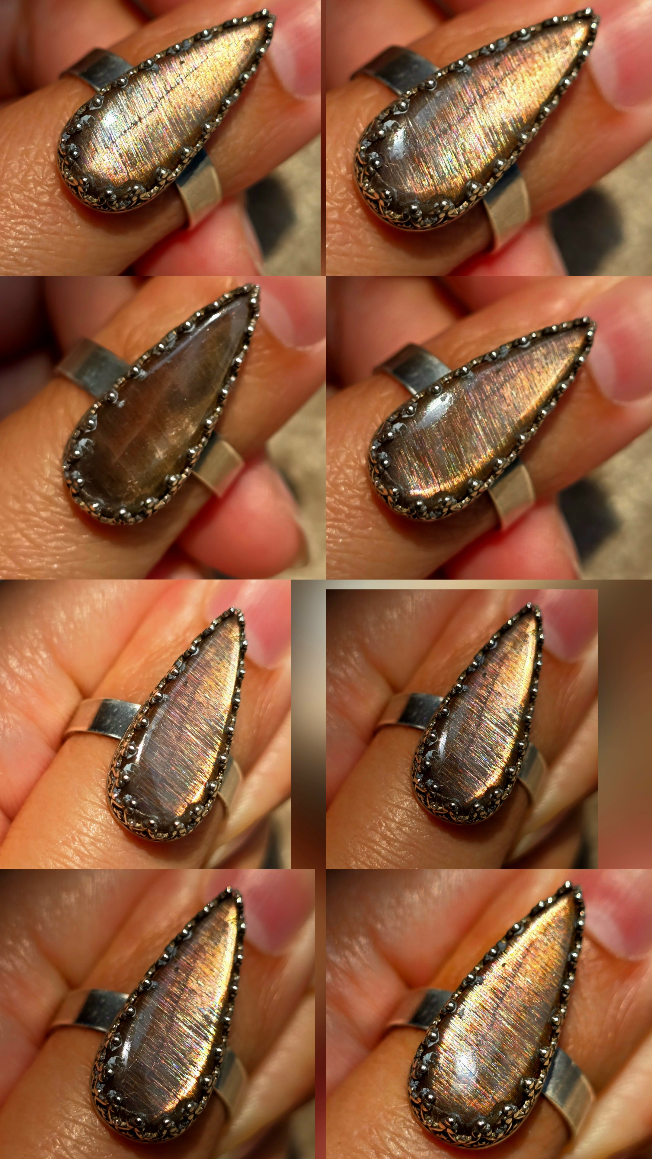 Gold Sunstone Ring 925 Sterling Silver 14 thumbnail 4