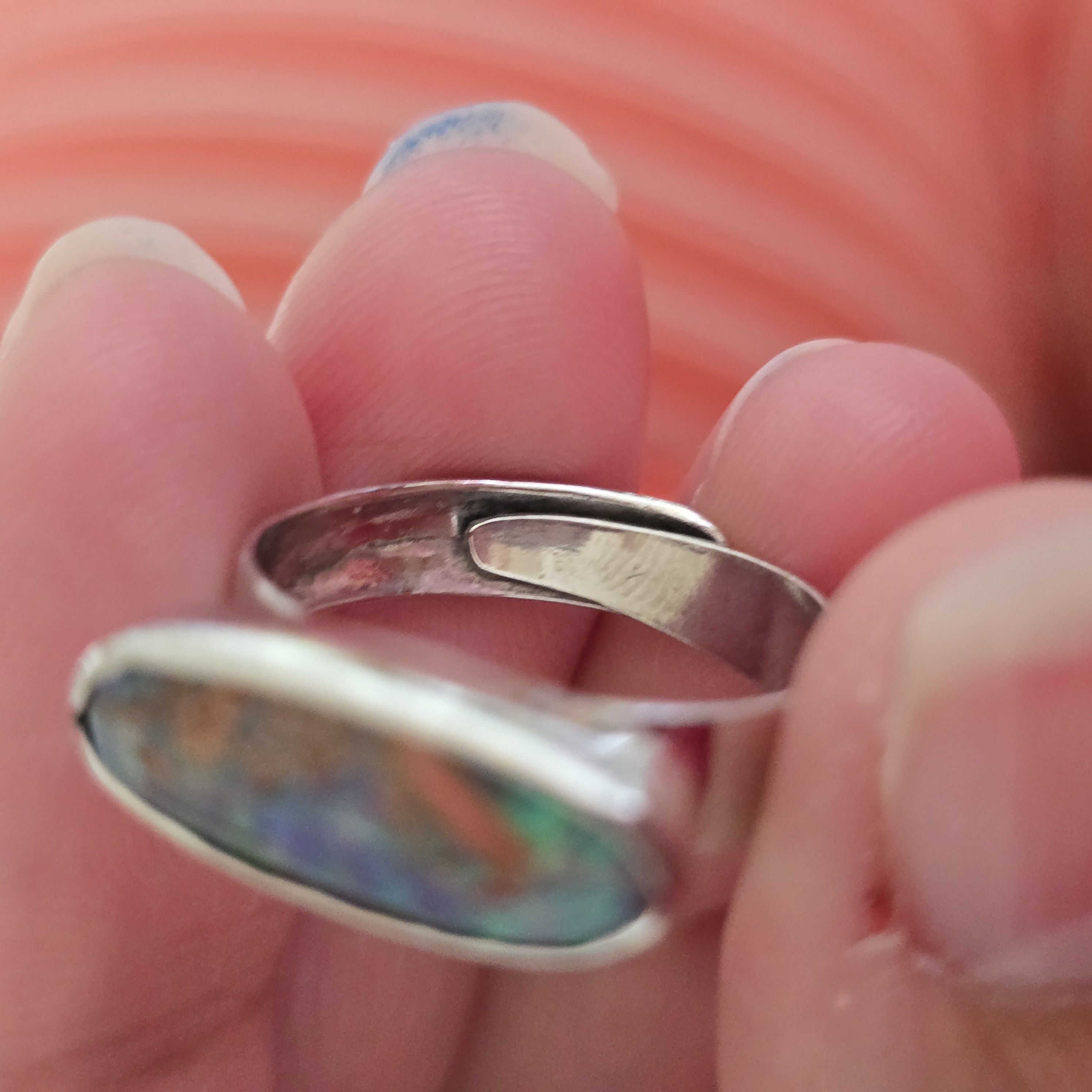 Mermaid ring- Natural Australian PIPE Boulder Opal Ring, 925 sterling silver. Signet look! thumbnail 9