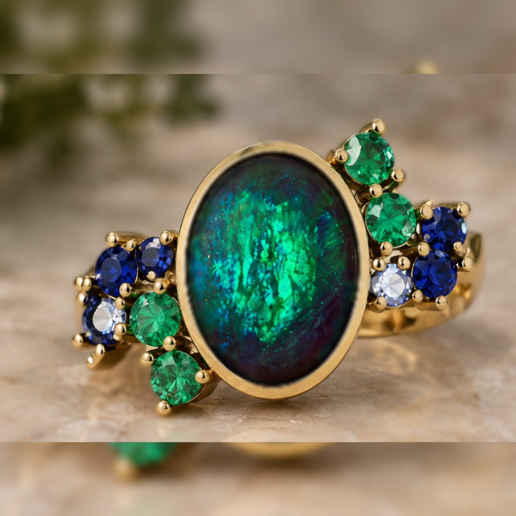 Moody black knight  - Render CUSTOM Natural Australian Black Opal Ring - Copy