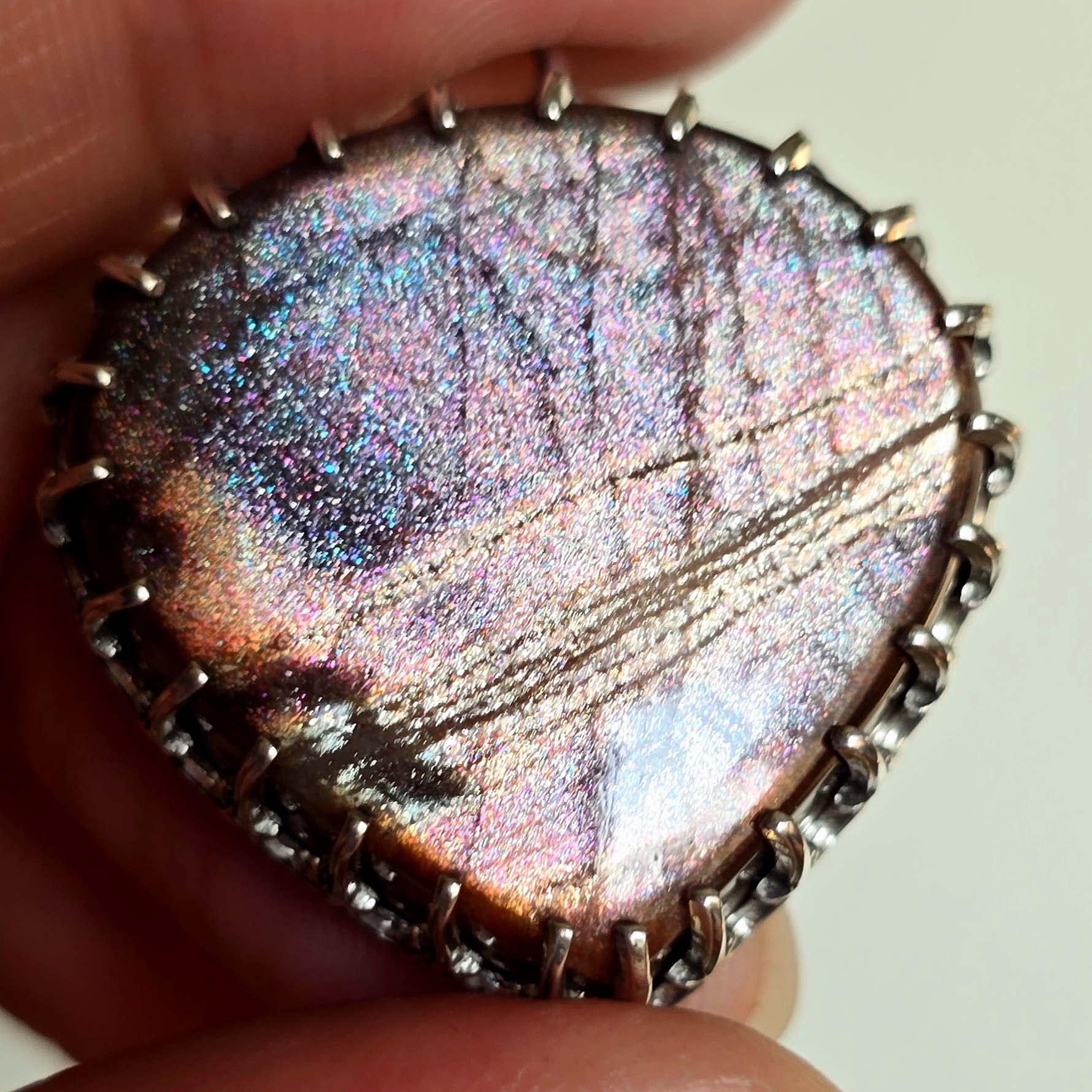 Purple Haze Sunstone Lattice Charm for Bracelet / Pendant 925 Silver 8