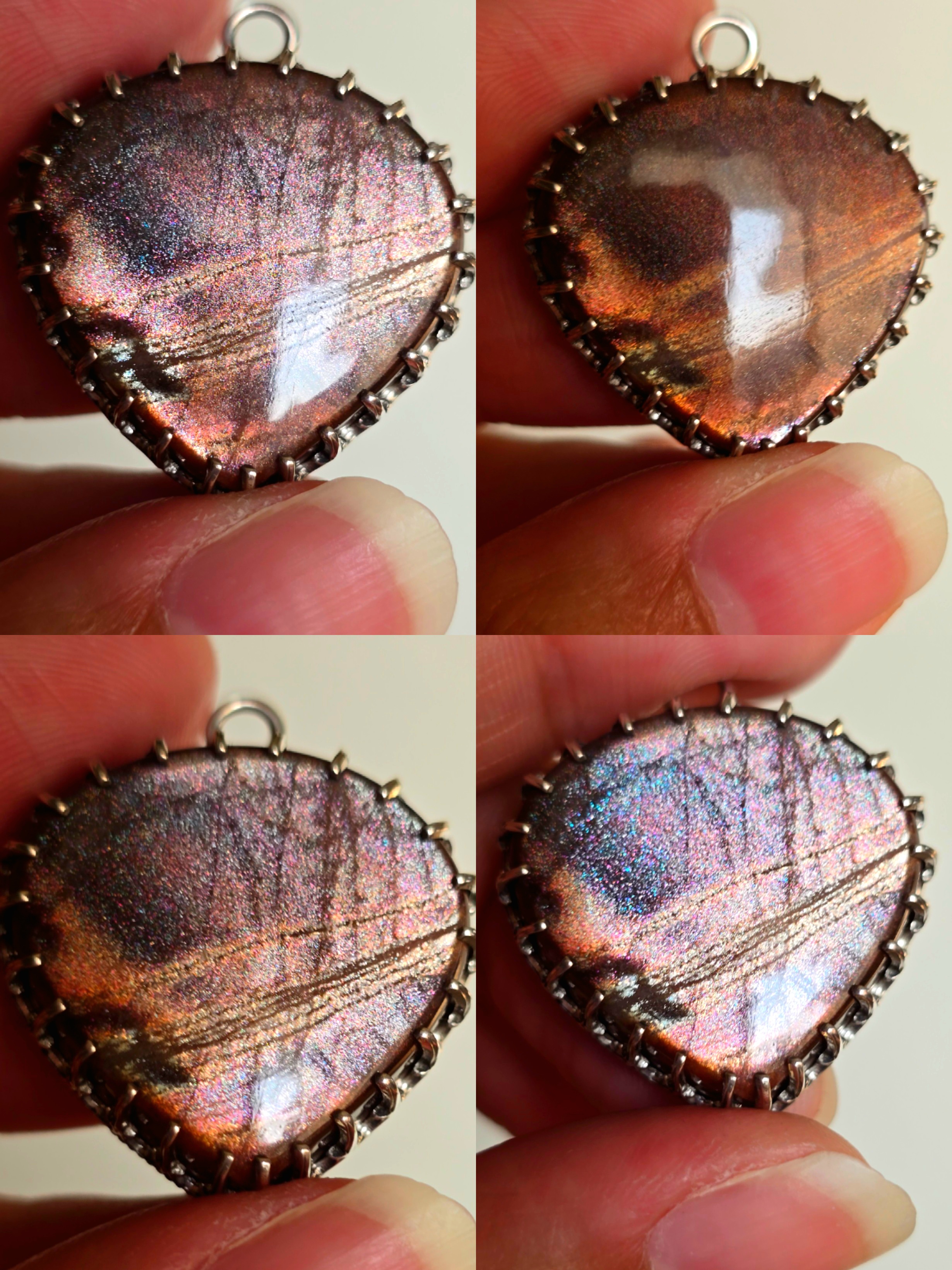 Purple Haze Sunstone Lattice Charm for Bracelet / Pendant 925 Silver 8 thumbnail 3