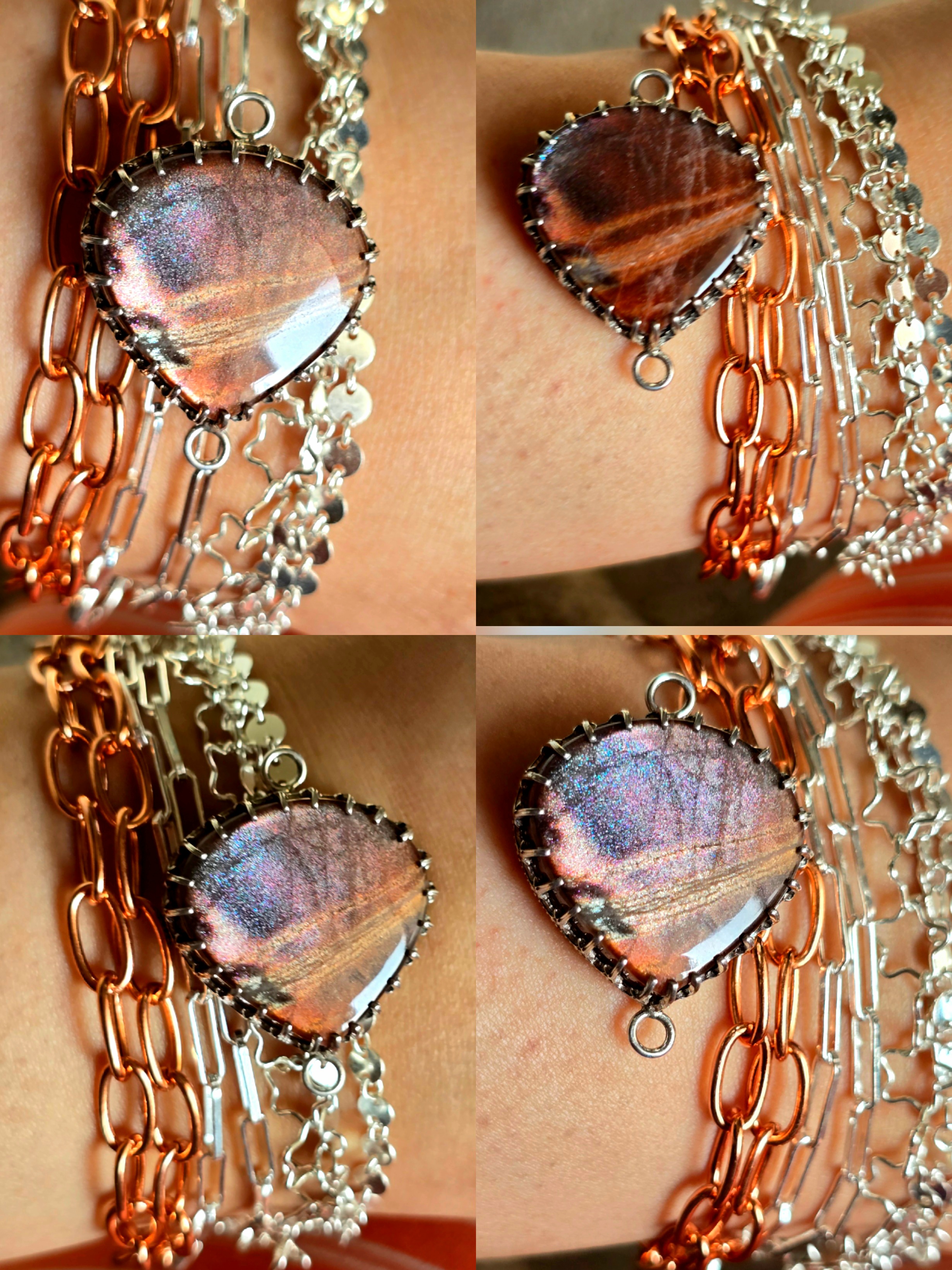 Purple Haze Sunstone Lattice Charm for Bracelet / Pendant 925 Silver 8 thumbnail 4