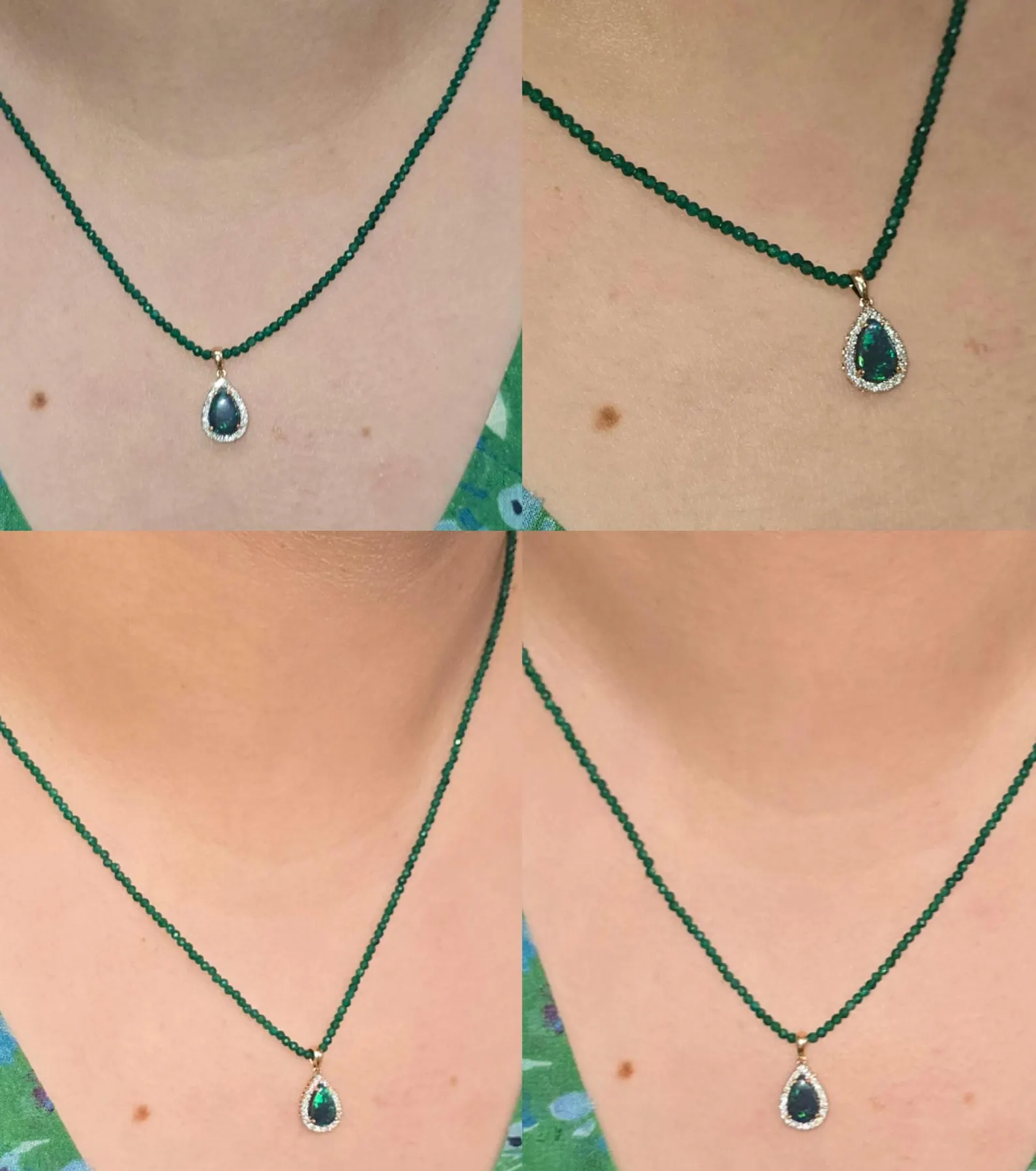 Solid 14k Rose Gold Natural Australian Black Opal Necklace, Solid BLACK OPAL thumbnail 20